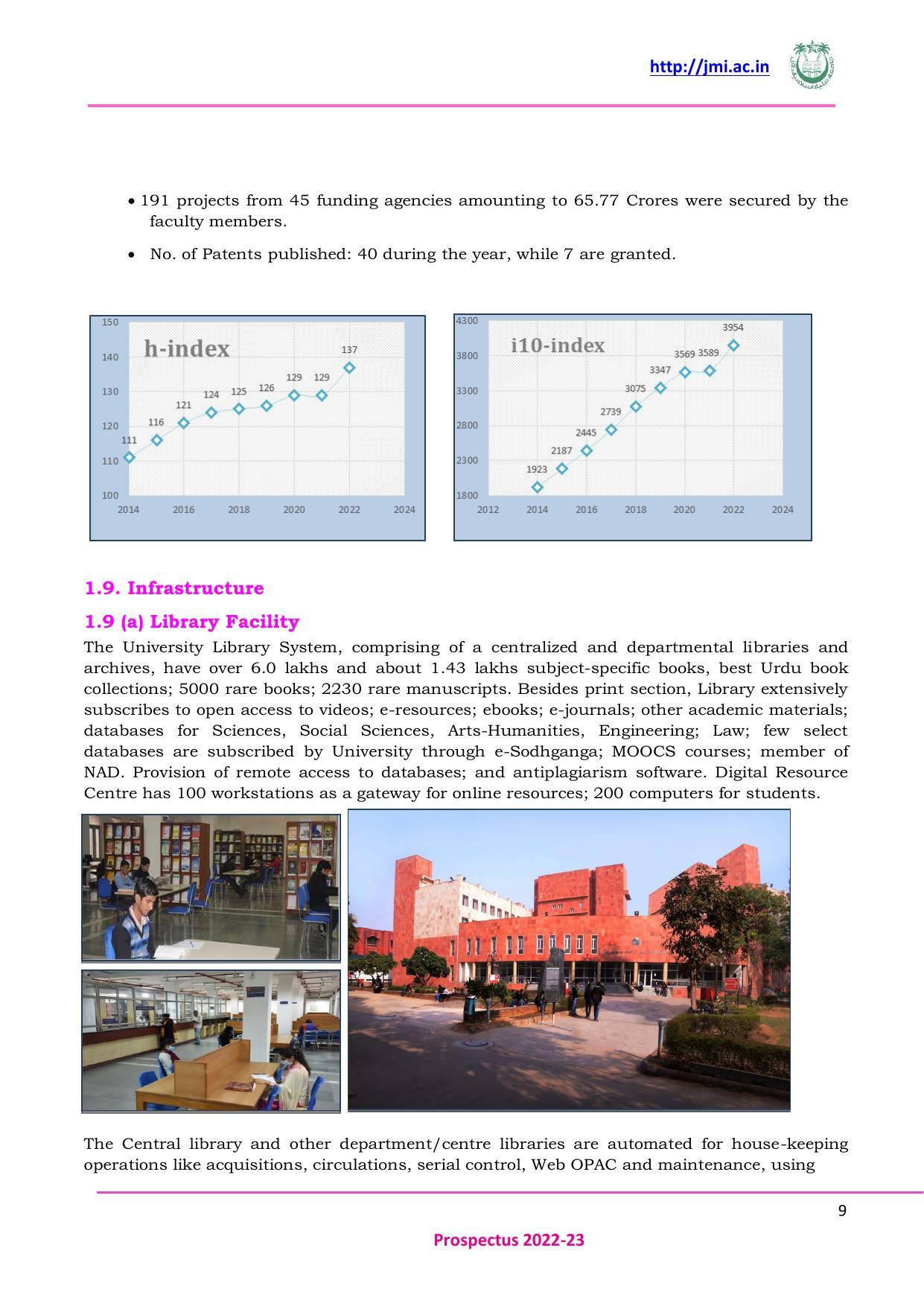 Jamia Millia Islamia University, Delhi -2022-23 (Prospectus) - Page 10