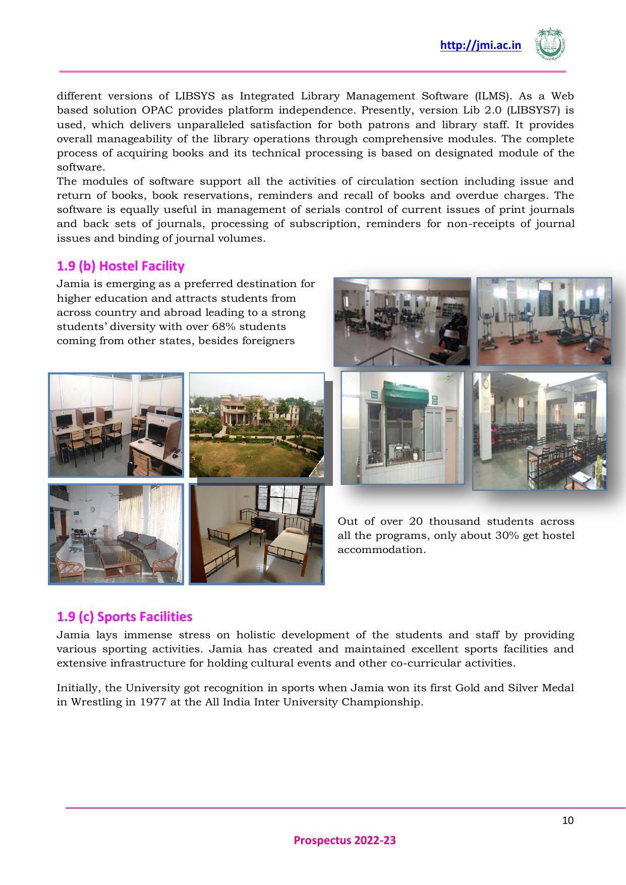 Jamia Millia Islamia University, Delhi -2022-23 (Prospectus) - Page 11