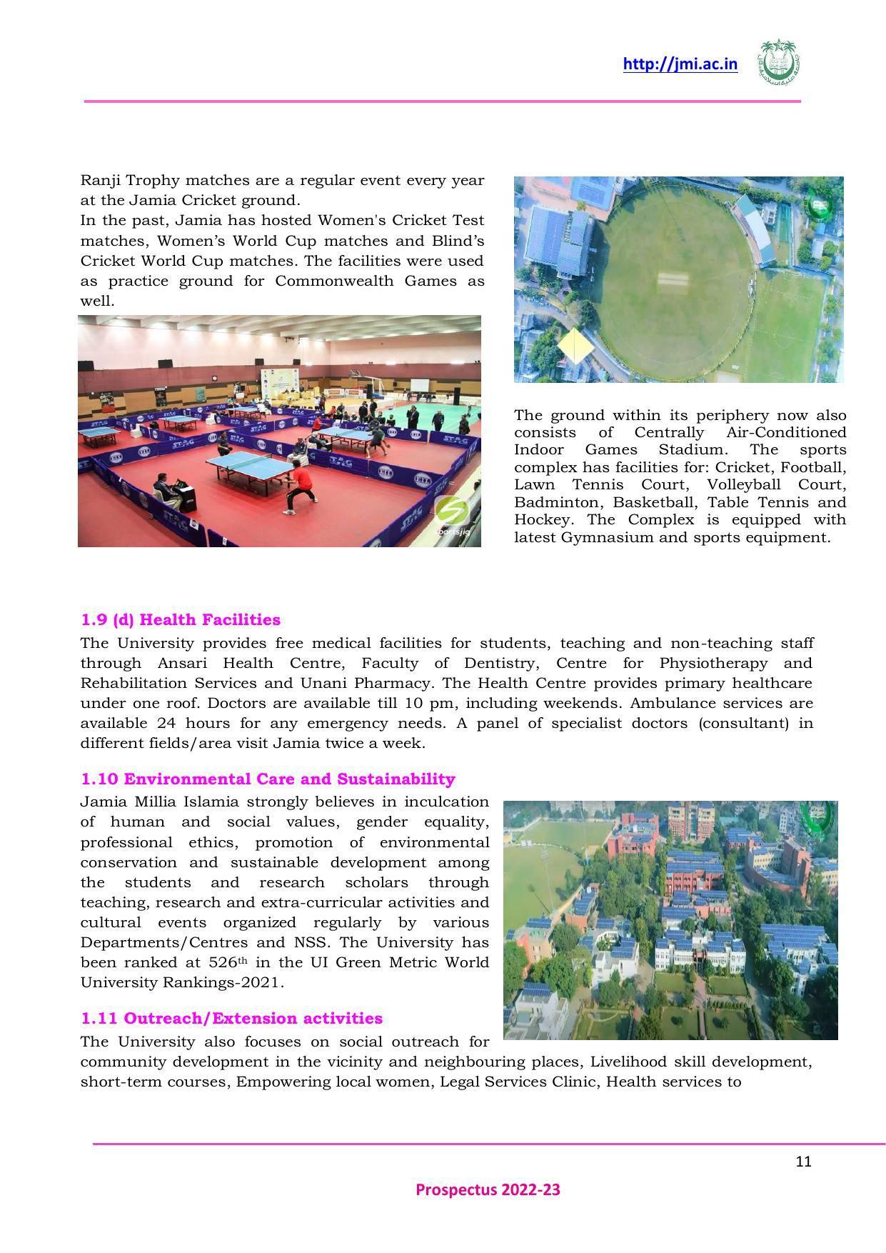 Jamia Millia Islamia University, Delhi -2022-23 (Prospectus) - Page 12