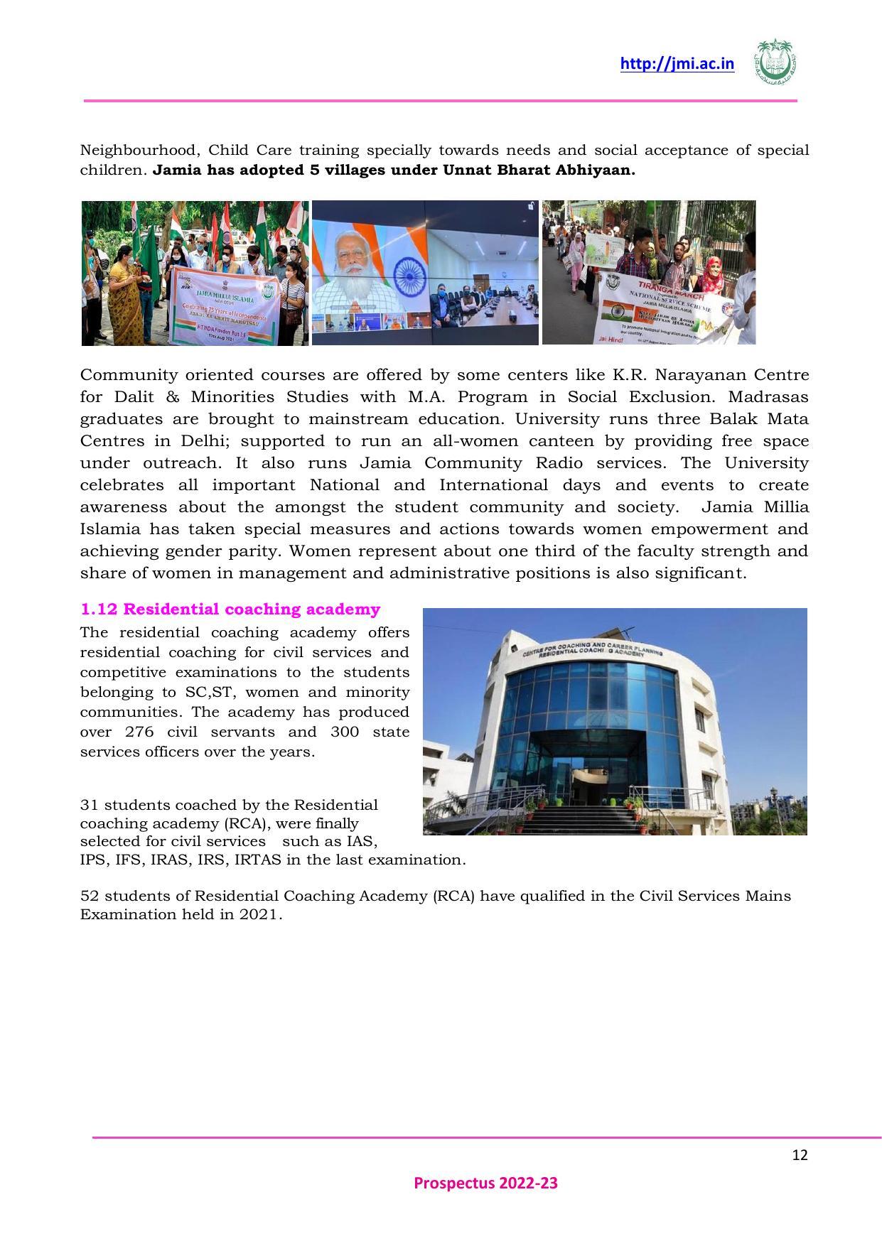 Jamia Millia Islamia University, Delhi -2022-23 (Prospectus) - Page 13