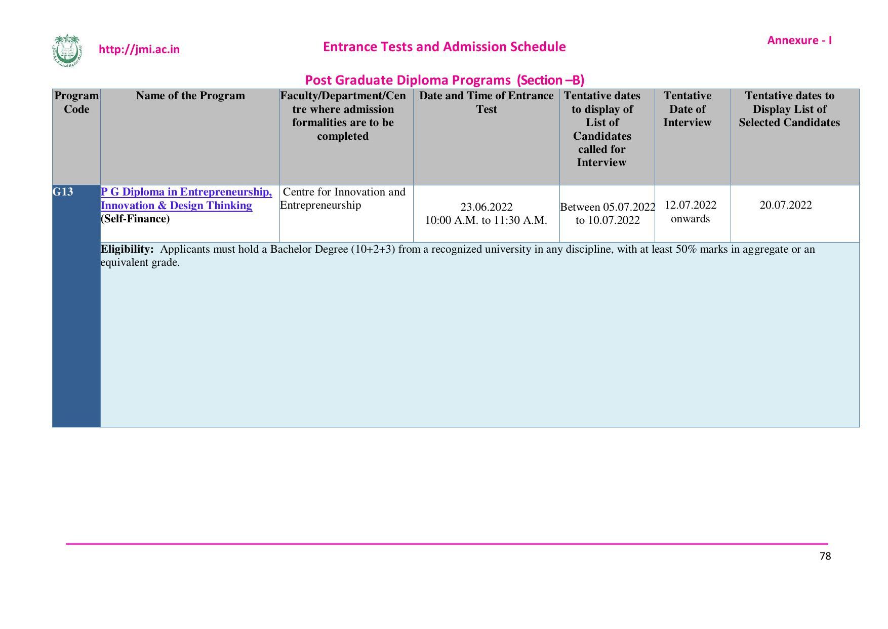 Jamia Millia Islamia University, Delhi -2022-23 (Prospectus) - Page 79