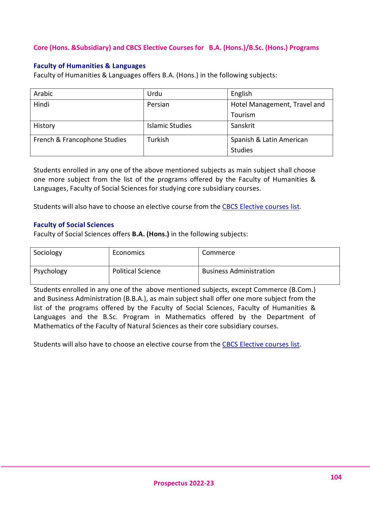 Jamia Millia Islamia University, Delhi -2022-23 (Prospectus) - Page 105