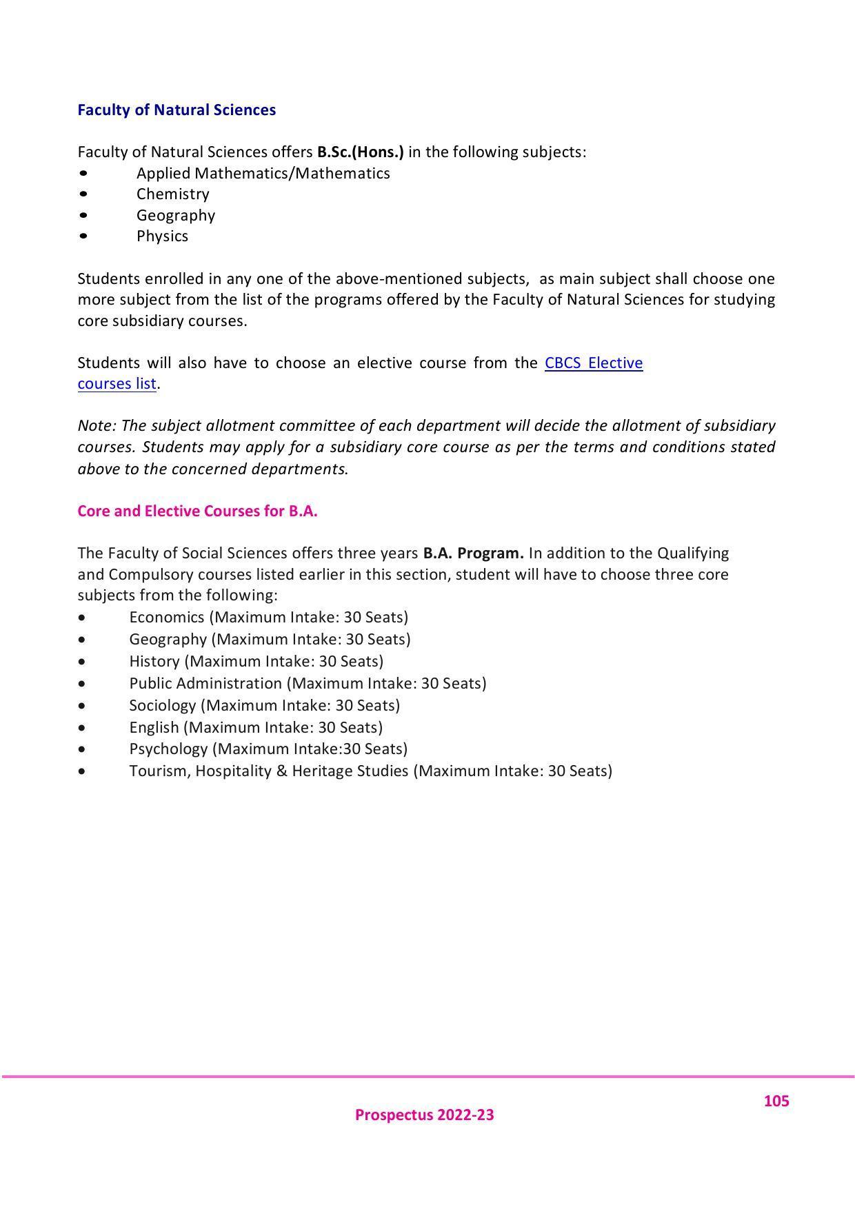 Jamia Millia Islamia University, Delhi -2022-23 (Prospectus) - Page 106