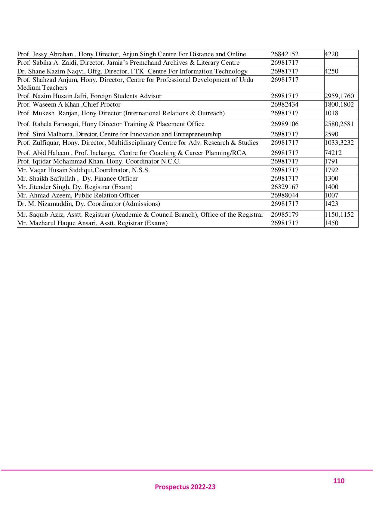 Jamia Millia Islamia University, Delhi -2022-23 (Prospectus) - Page 111