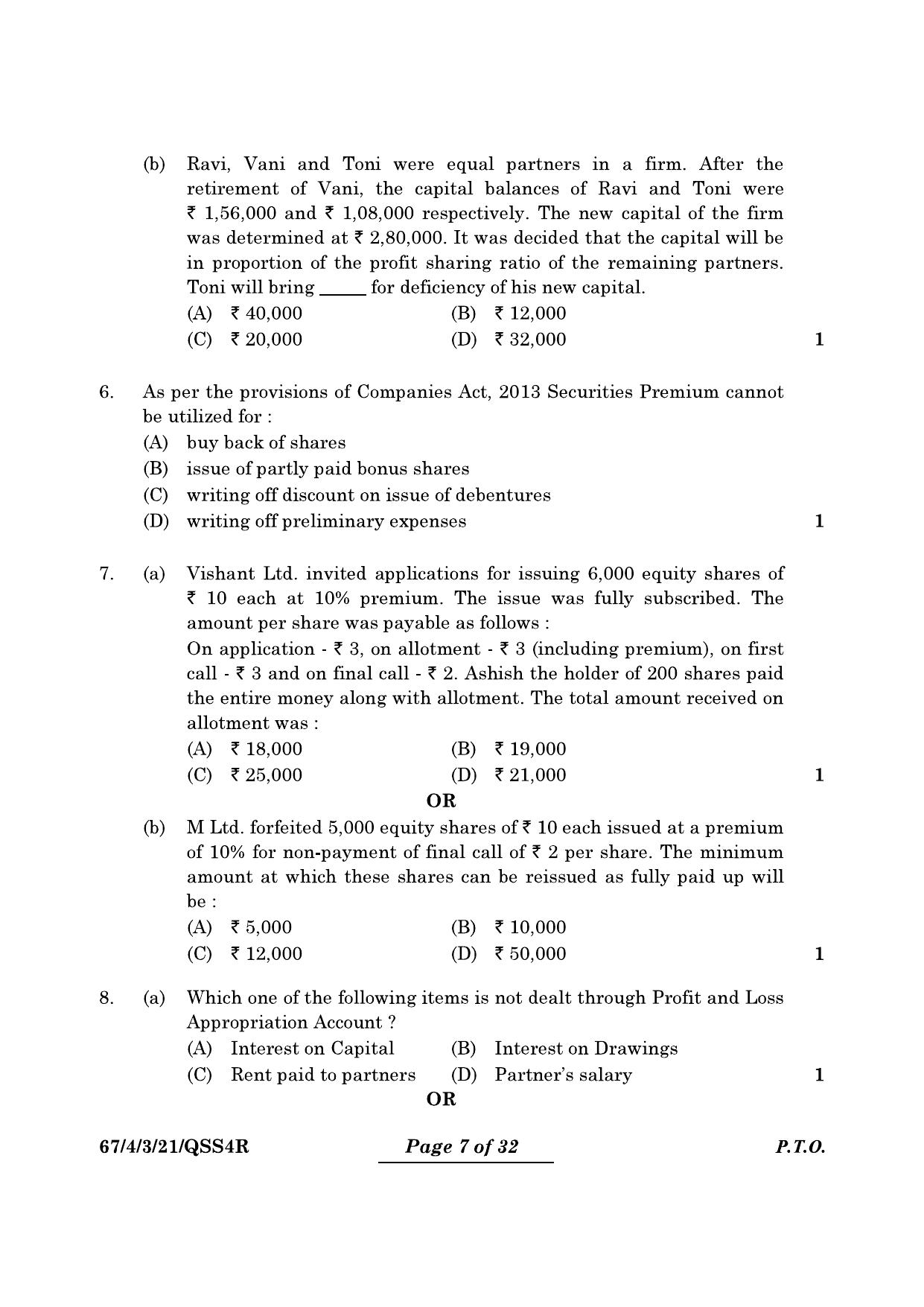 CBSE Class 12 67-4-3 Accountancy 2024 Question Paper - Page 7