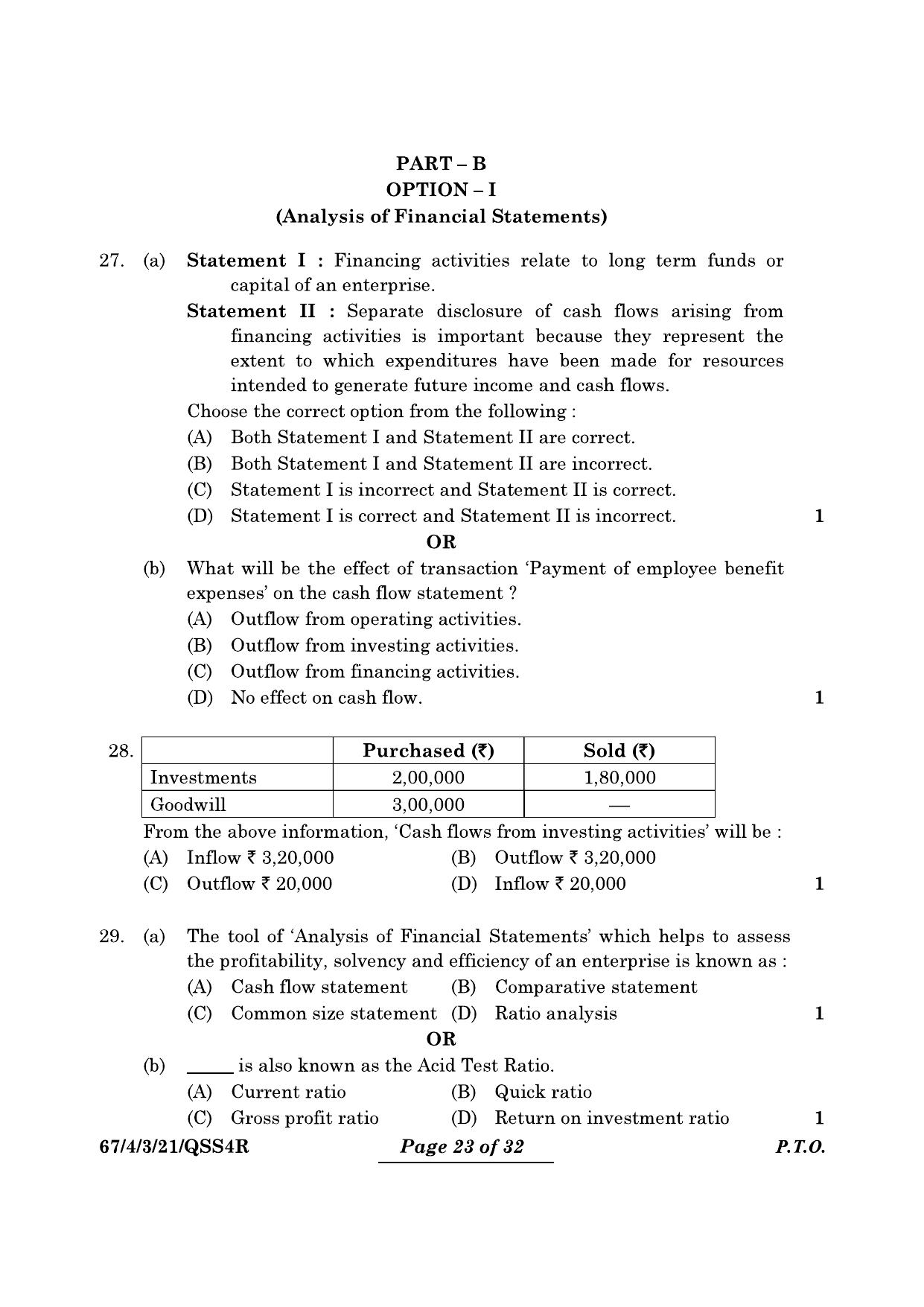 CBSE Class 12 67-4-3 Accountancy 2024 Question Paper - Page 23