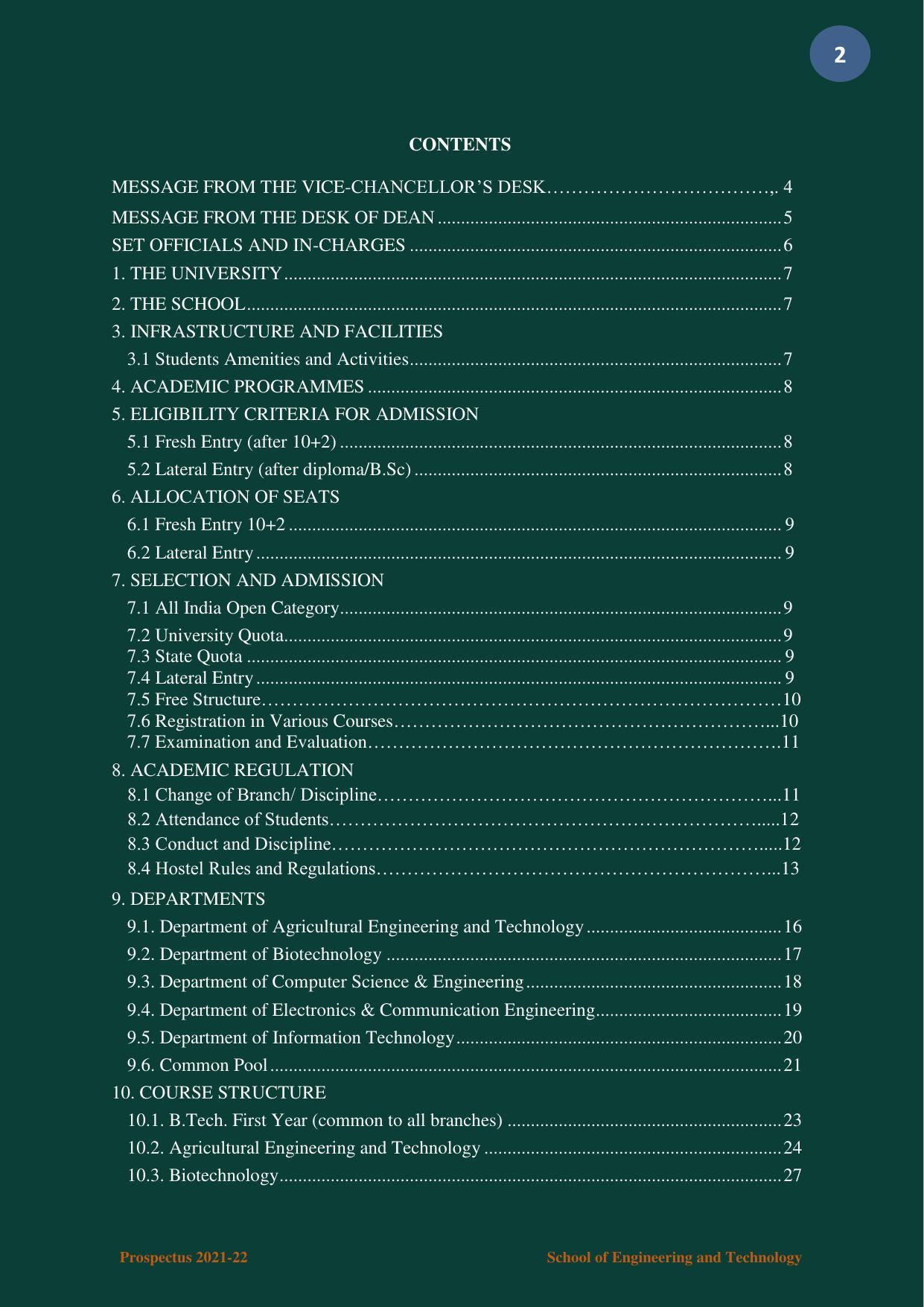 Nagaland University, Kohima B.tech Brochure 2021-22 - Page 2