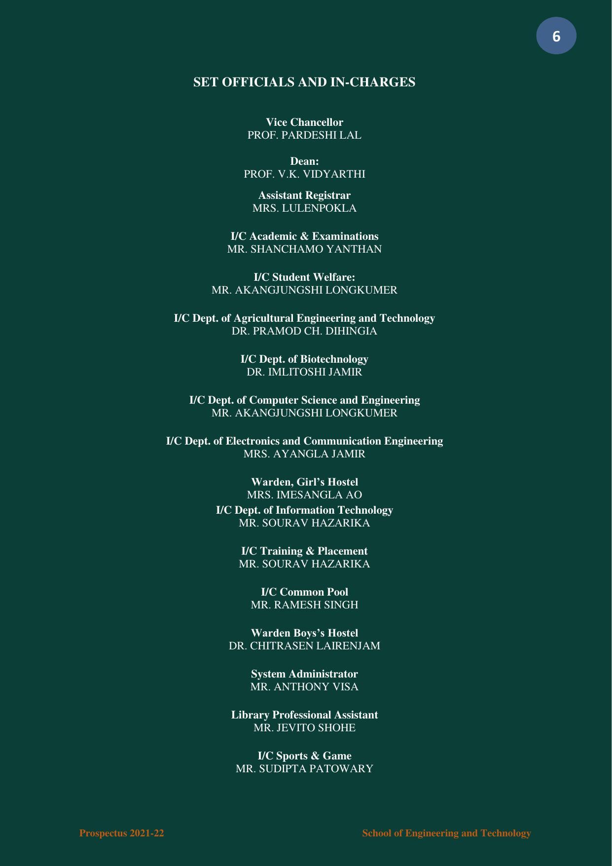 Nagaland University, Kohima B.tech Brochure 2021-22 - Page 6