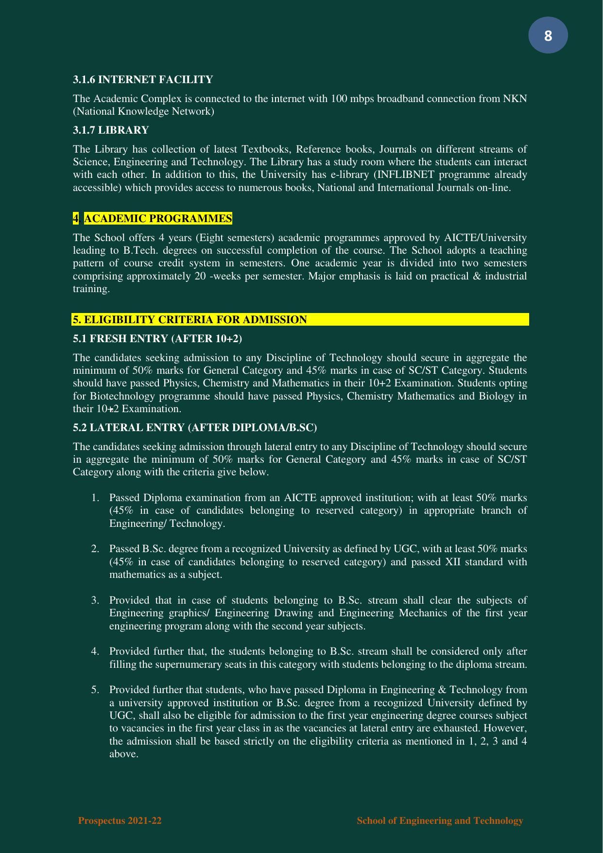 Nagaland University, Kohima B.tech Brochure 2021-22 - Page 8
