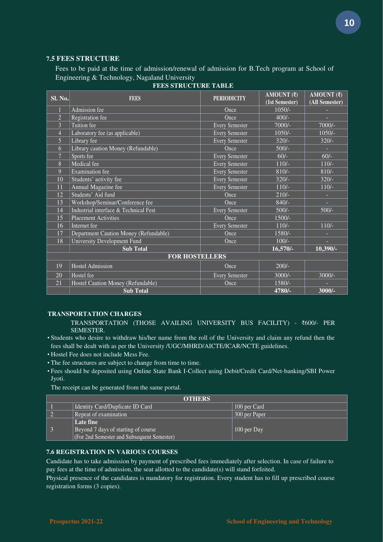 Nagaland University, Kohima B.tech Brochure 2021-22 - Page 10