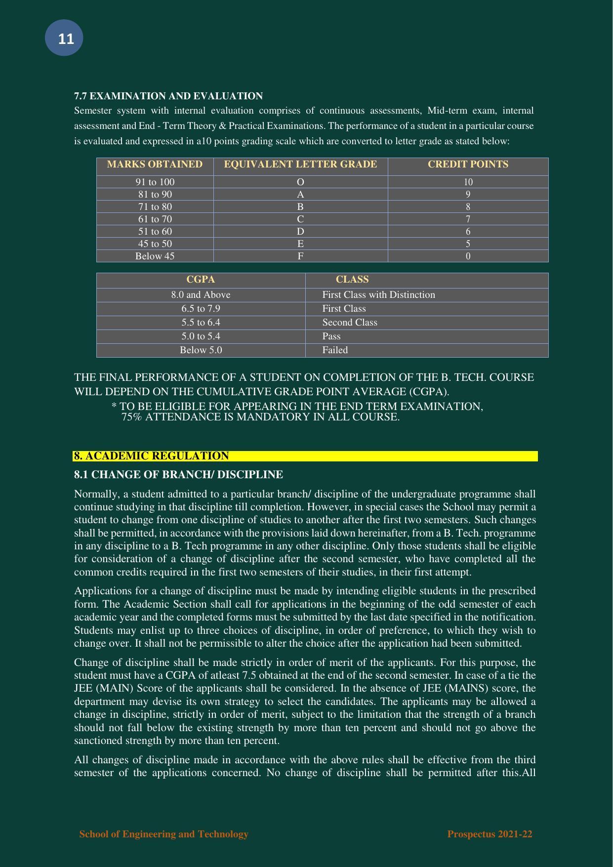 Nagaland University, Kohima B.tech Brochure 2021-22 - Page 11