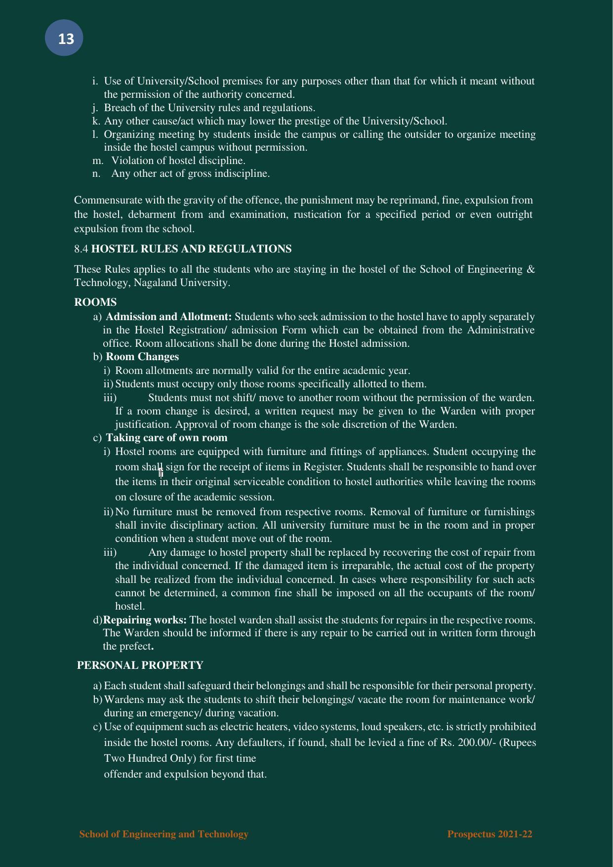 Nagaland University, Kohima B.tech Brochure 2021-22 - Page 13