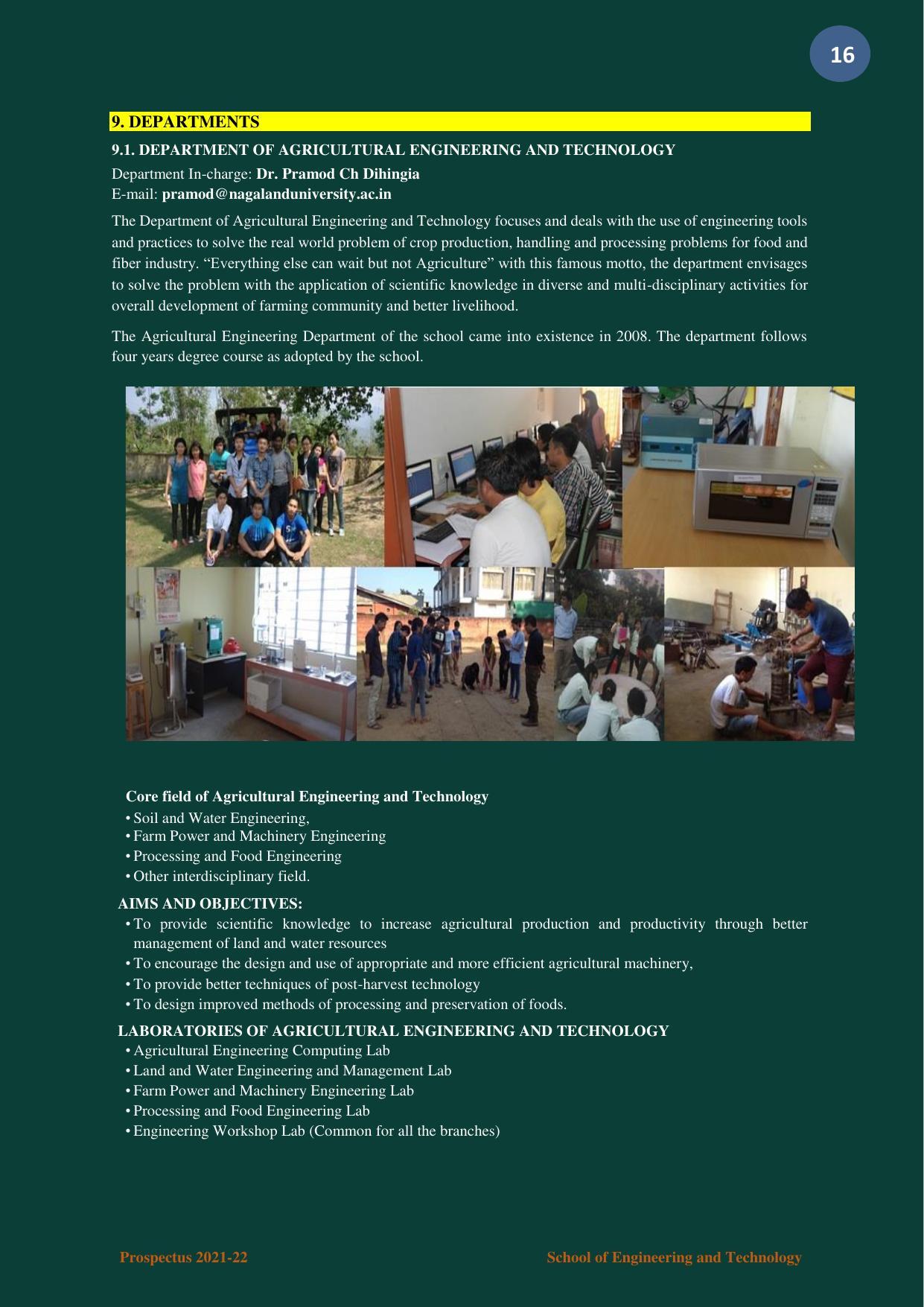 Nagaland University, Kohima B.tech Brochure 2021-22 - Page 16