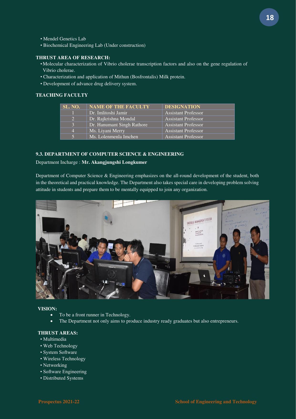 Nagaland University, Kohima B.tech Brochure 2021-22 - Page 18
