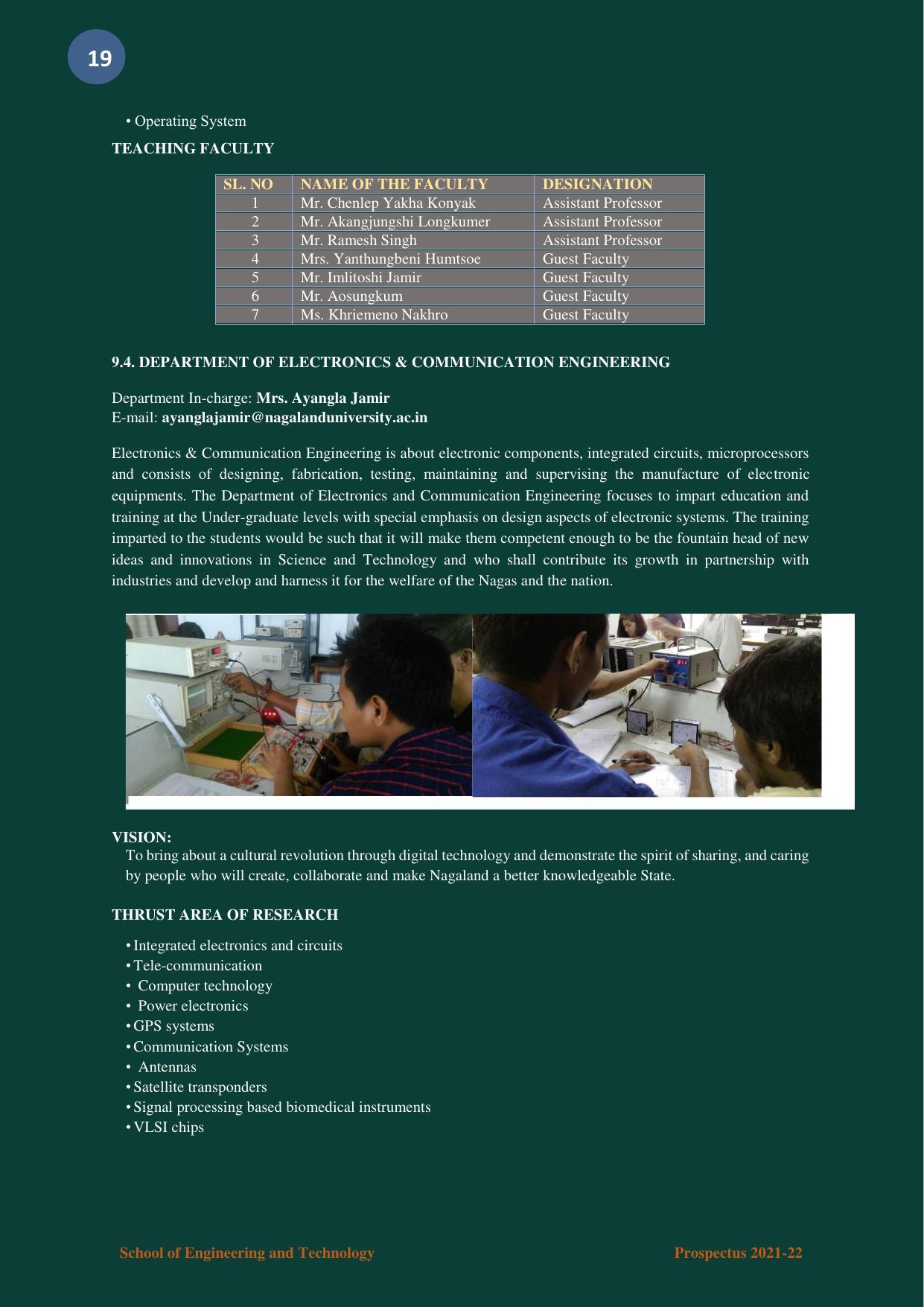 Nagaland University, Kohima B.tech Brochure 2021-22 - Page 19