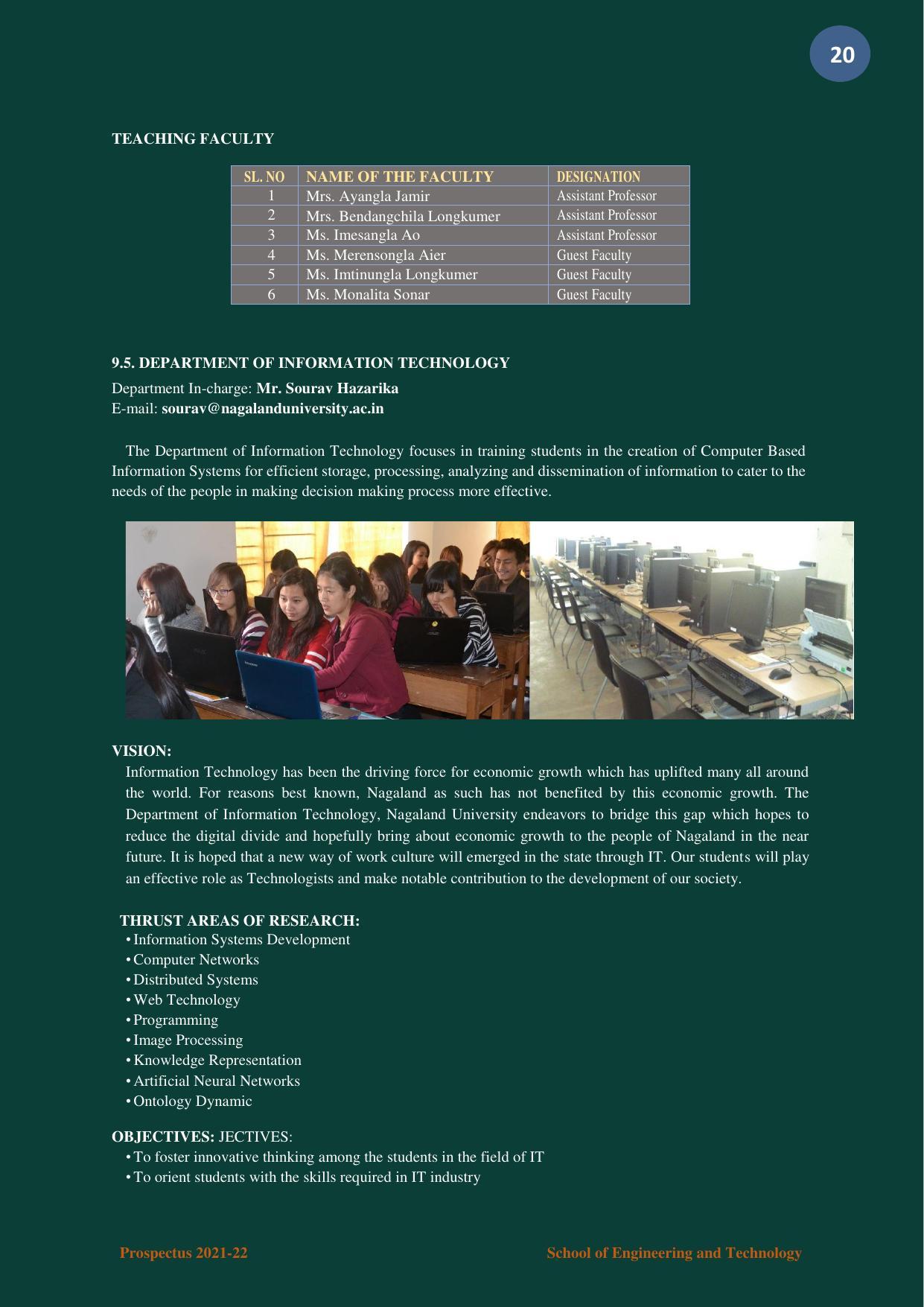 Nagaland University, Kohima B.tech Brochure 2021-22 - Page 20