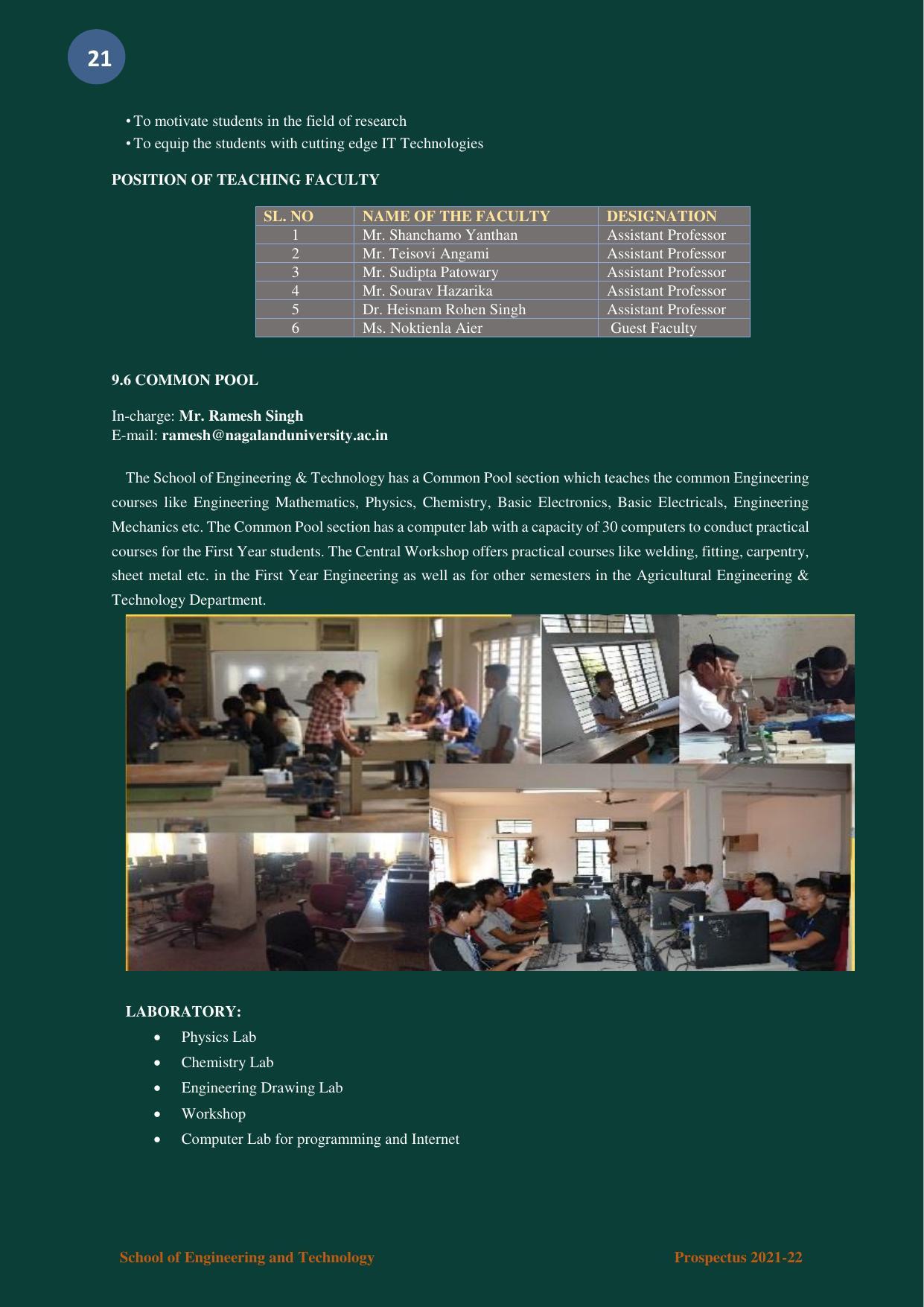 Nagaland University, Kohima B.tech Brochure 2021-22 - Page 21