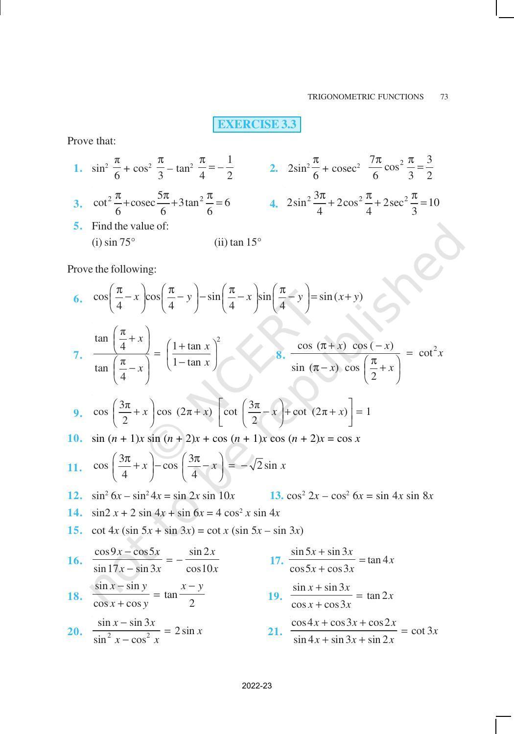 NCERT Book for Class 11 Maths Chapter 3 Trigonometric Functions - Page 25