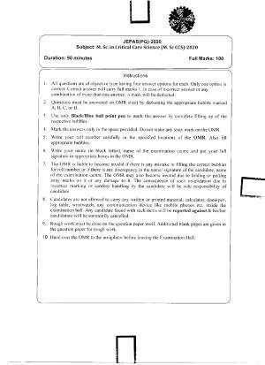 WBJEEB JEMAS (PG) 2020 MSc CCS Question Paper