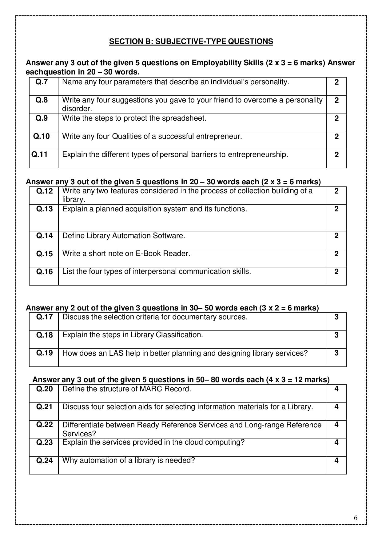 CBSE Class 12 (Skill Education) Library & Information Science 2024 Sample Paper - Page 6