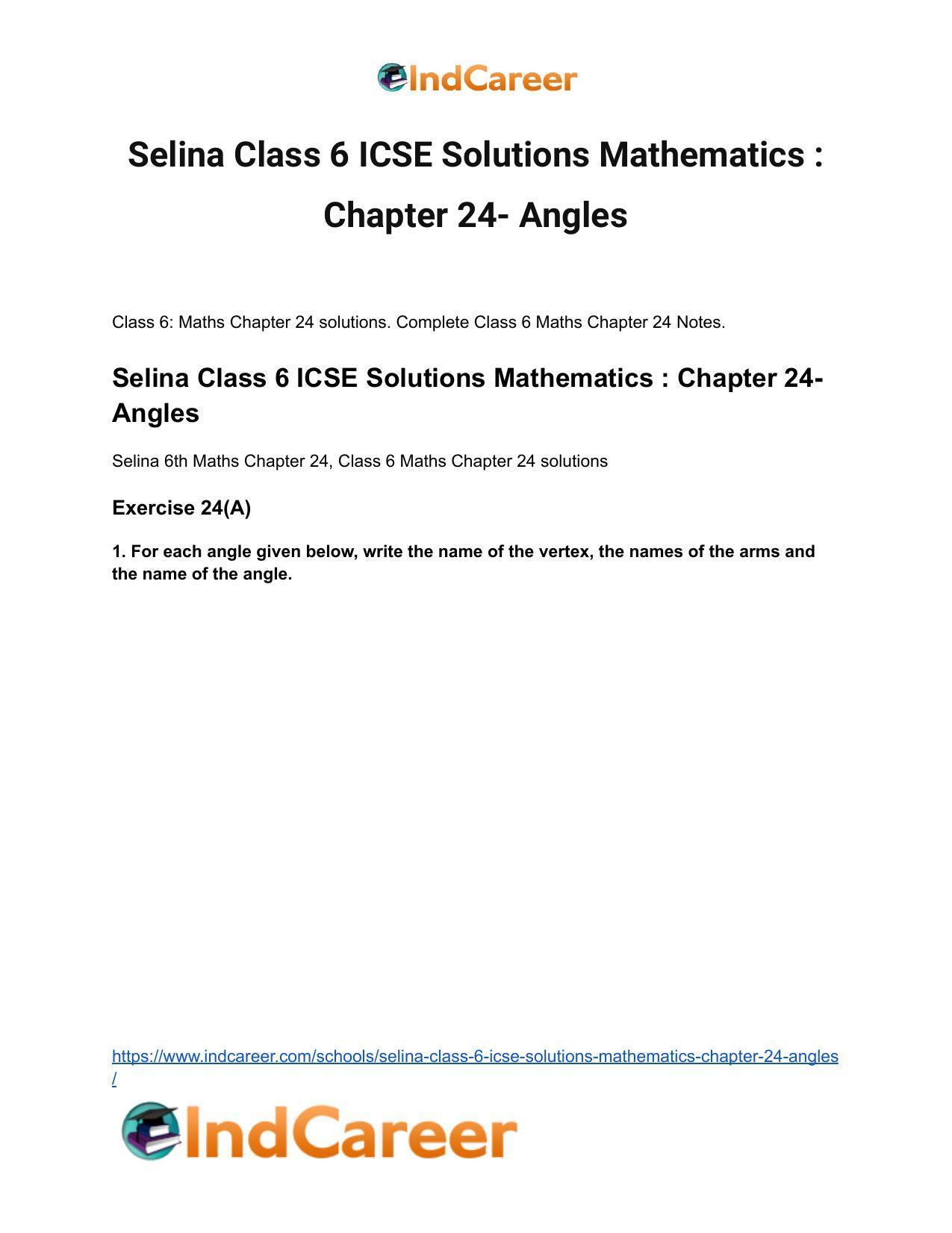 Selina Class 6 ICSE Solutions Mathematics : Chapter 24- Angles - Page 2
