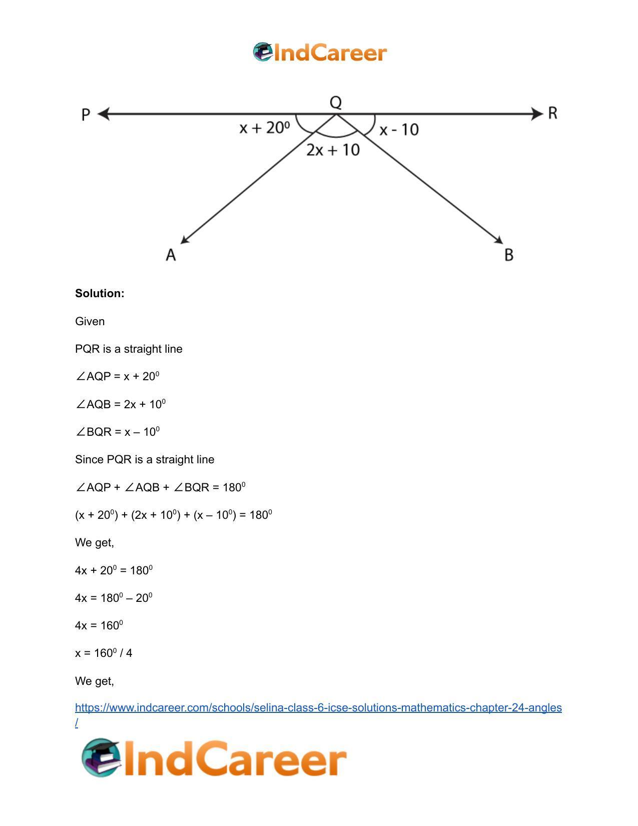 Selina Class 6 ICSE Solutions Mathematics : Chapter 24- Angles - Page 20