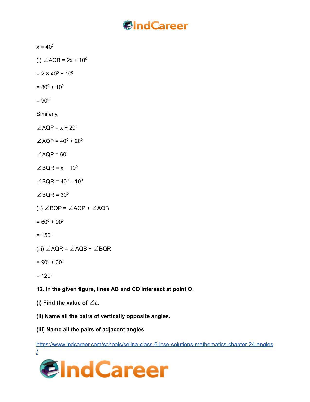 Selina Class 6 ICSE Solutions Mathematics : Chapter 24- Angles - Page 21
