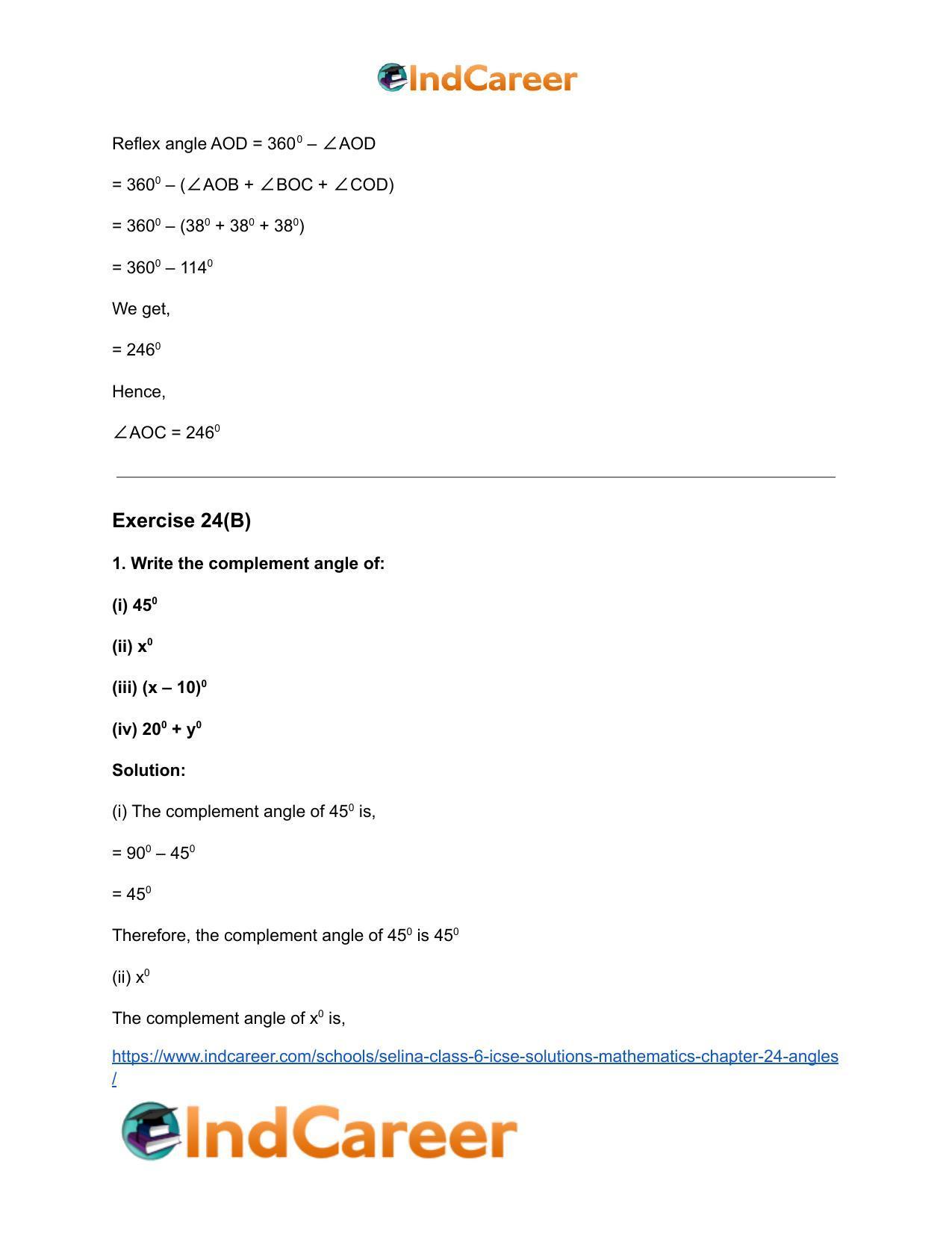 Selina Class 6 ICSE Solutions Mathematics : Chapter 24- Angles - Page 26