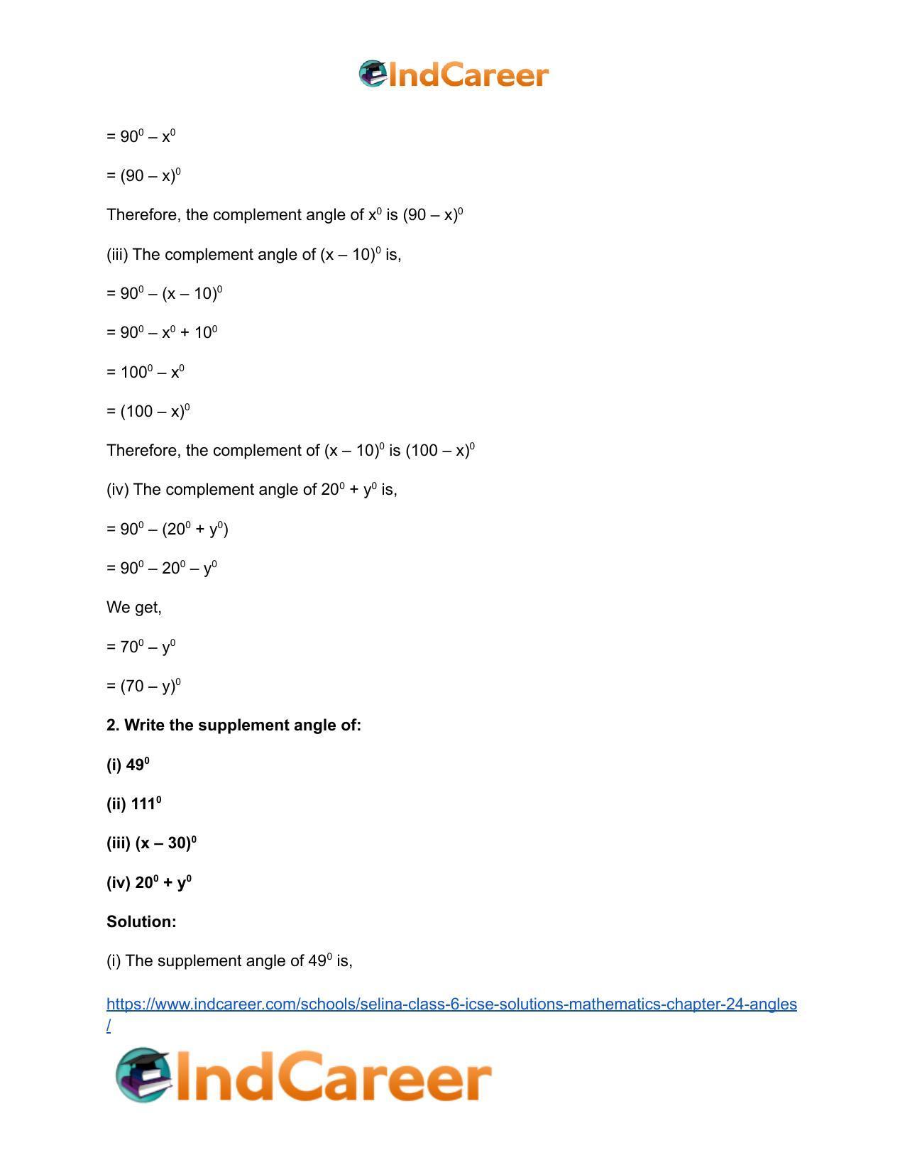 Selina Class 6 ICSE Solutions Mathematics : Chapter 24- Angles - Page 27
