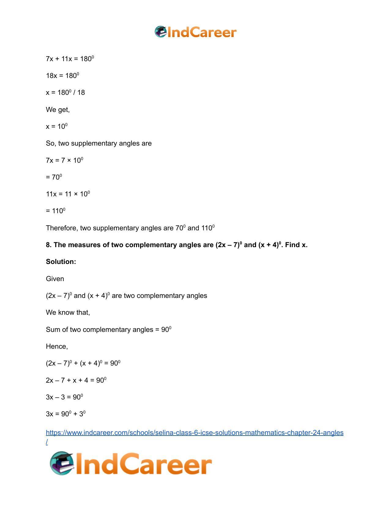 Selina Class 6 ICSE Solutions Mathematics : Chapter 24- Angles - Page 33