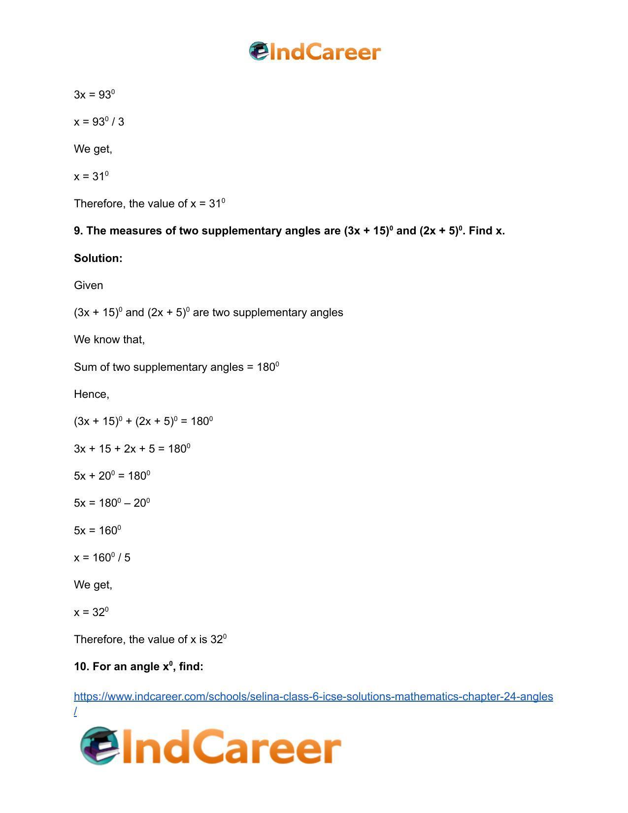 Selina Class 6 ICSE Solutions Mathematics : Chapter 24- Angles - Page 34