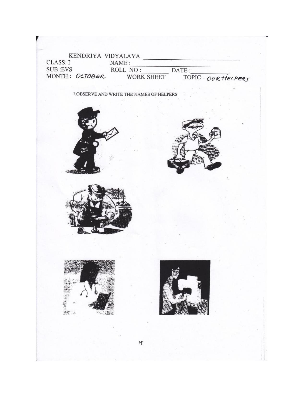 Worksheet for Class 1 EVS Our Helpers Assignment - Page 2