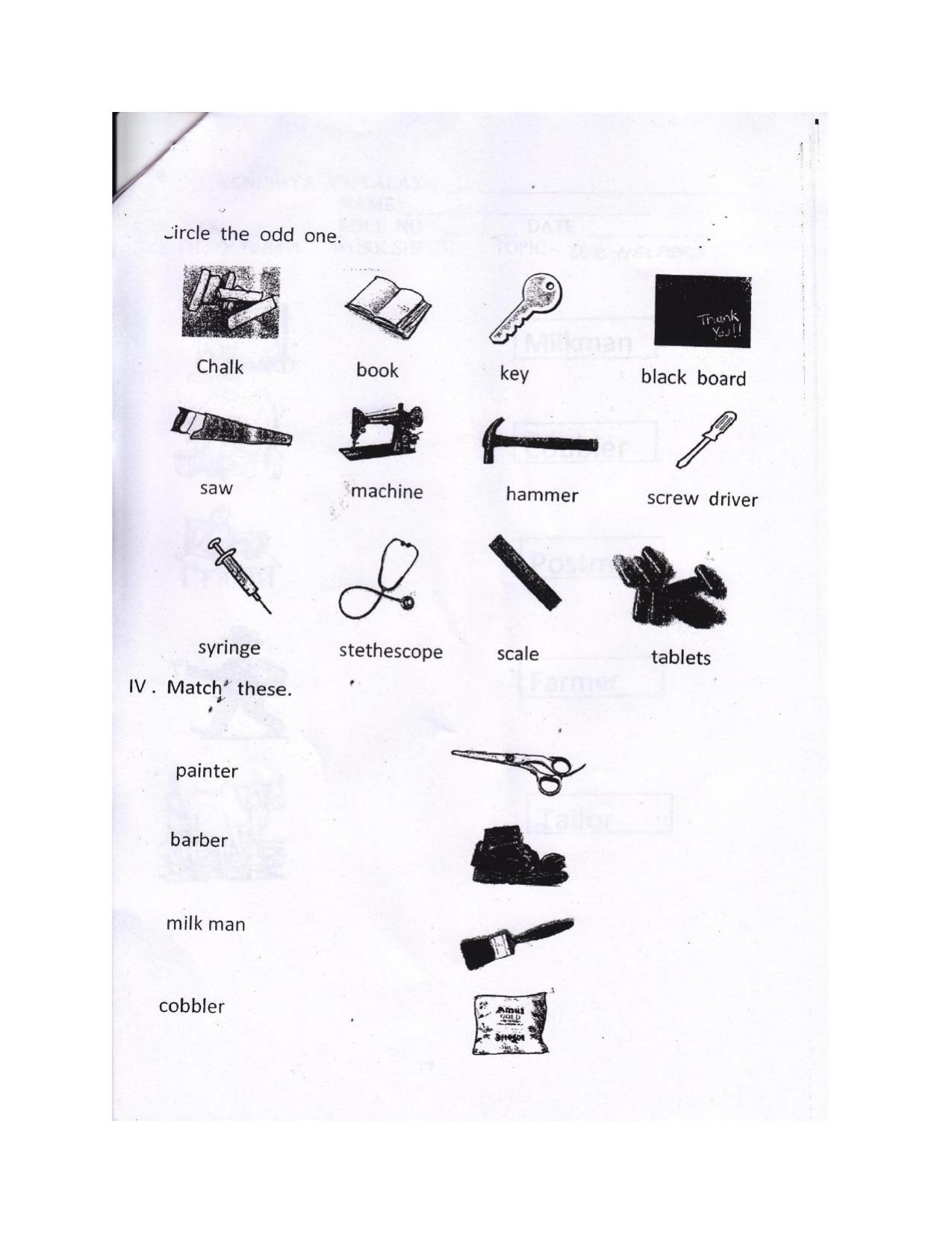 Worksheet for Class 1 EVS Our Helpers Assignment - Page 4