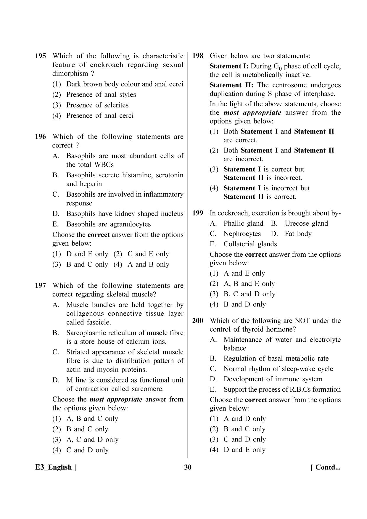 NEET 2023 G3 Official Answer Key - Page 30