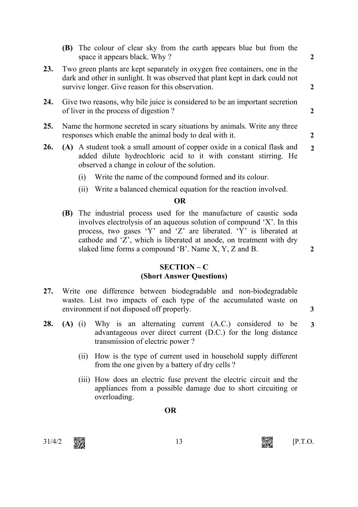 CBSE Class 10 31-4-2 Science 2023 Question Paper - Page 13