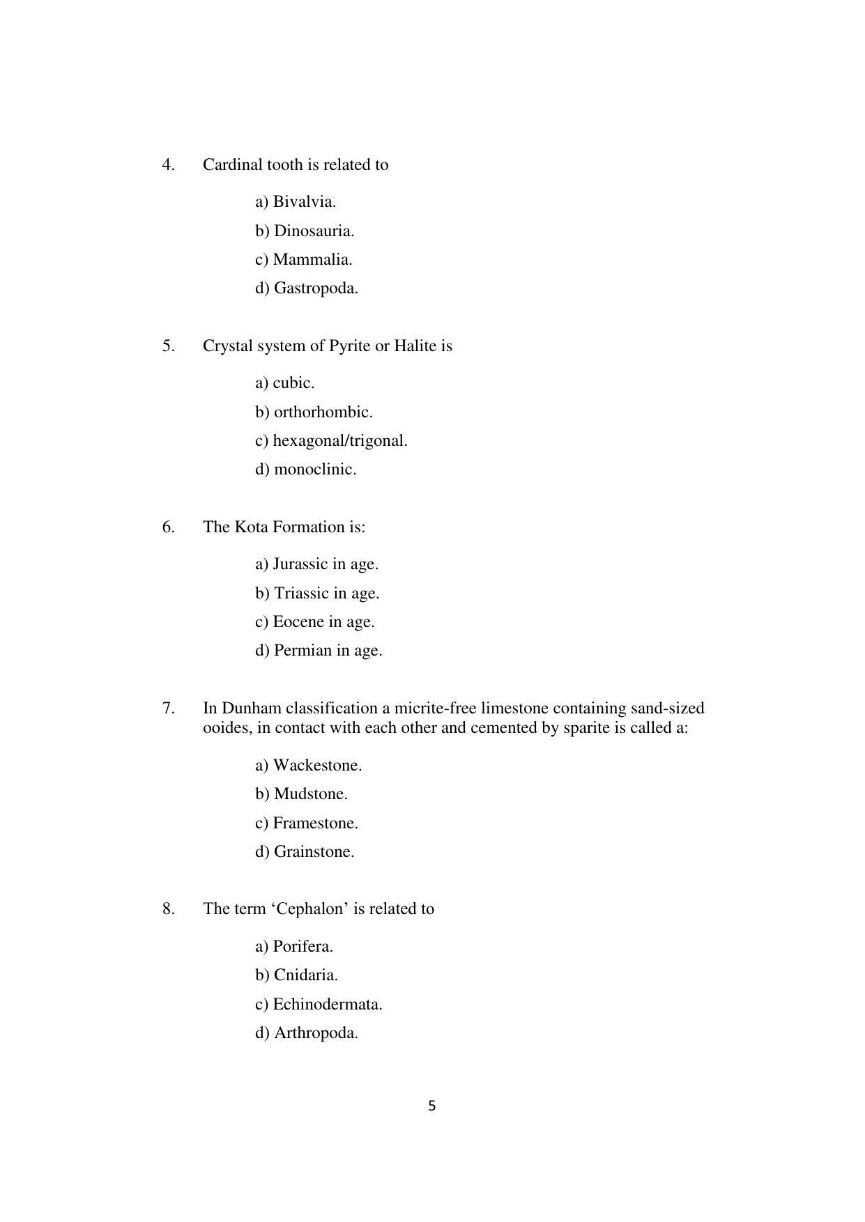 ISI Admission Test JRF in Geology GEB 2021 Sample Paper - Page 5