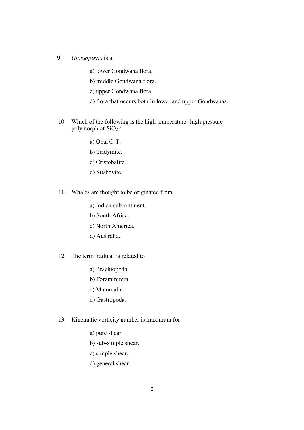 ISI Admission Test JRF in Geology GEB 2021 Sample Paper - Page 6