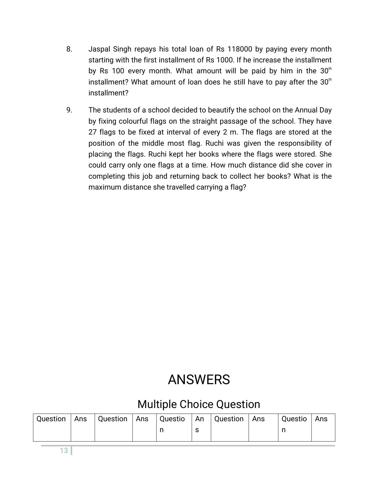 JKBOSE Class 10 Maths: Chapter 5th Arithmetic Progression Question Bank - Page 13