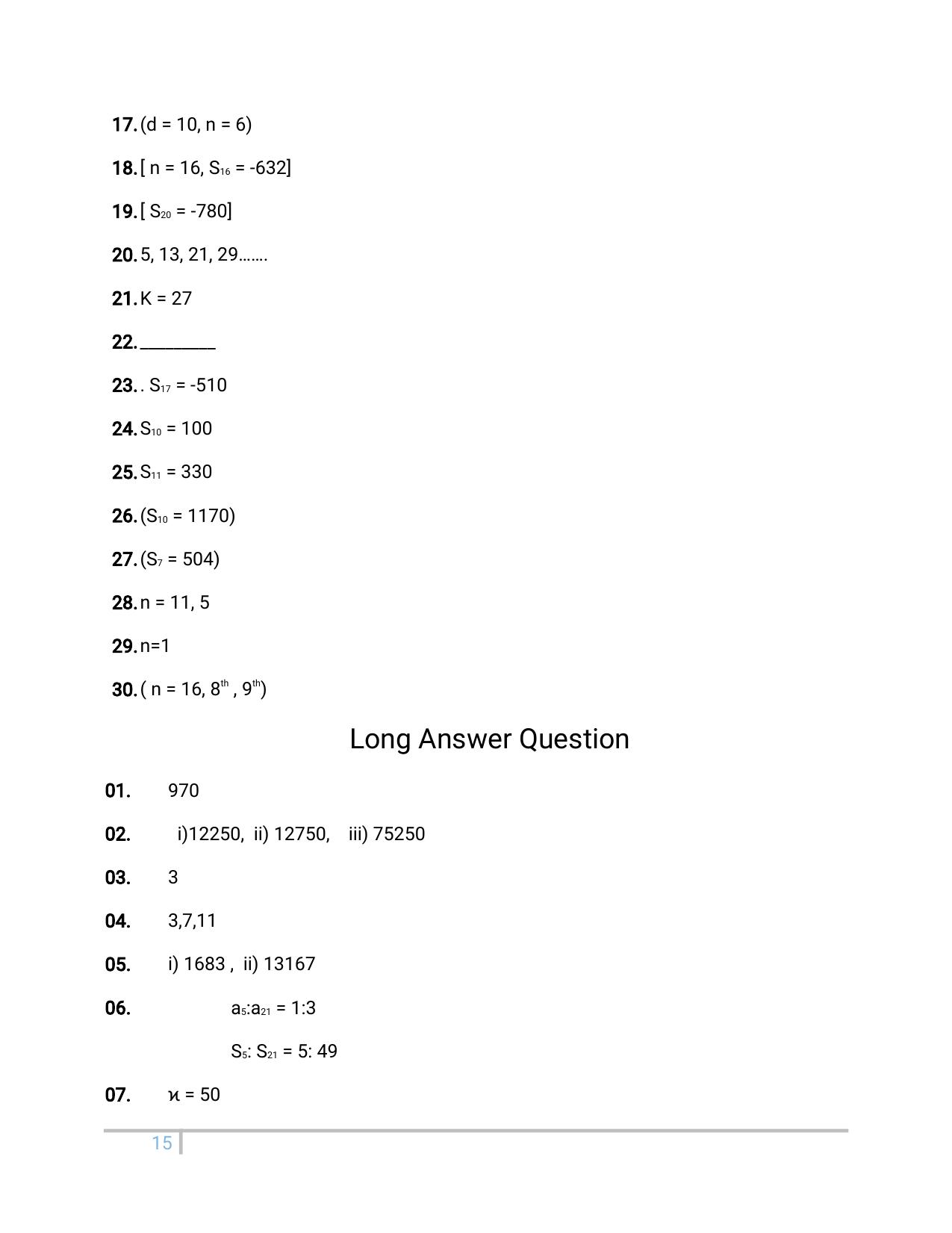 JKBOSE Class 10 Maths: Chapter 5th Arithmetic Progression Question Bank - Page 15