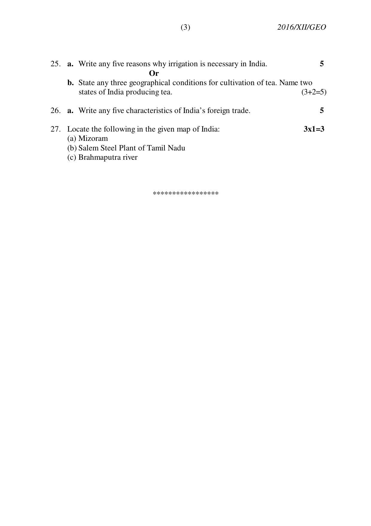 Nagaland Board Class 12 GEOGRAPHY 2016 Question Papers - Page 3
