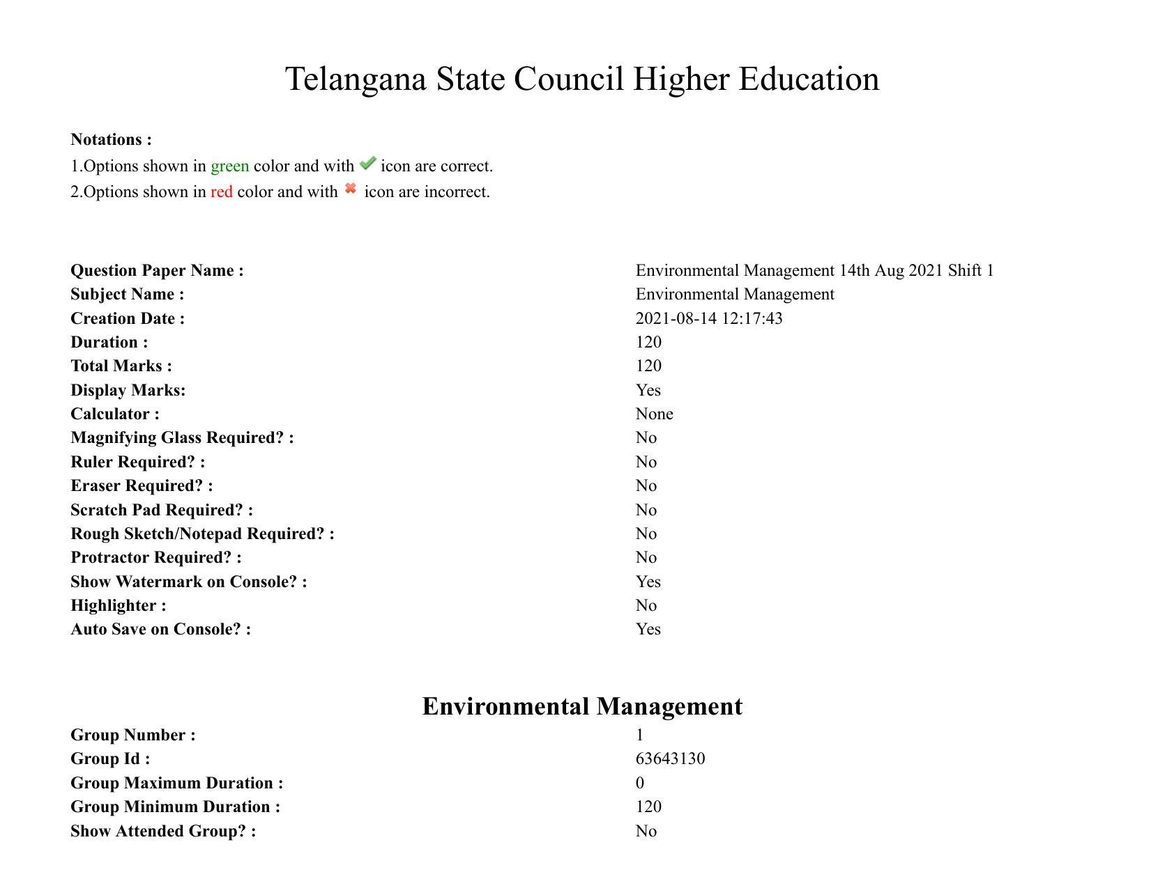 TS PGECET 2021: Environmental Management Question Papers - Page 1