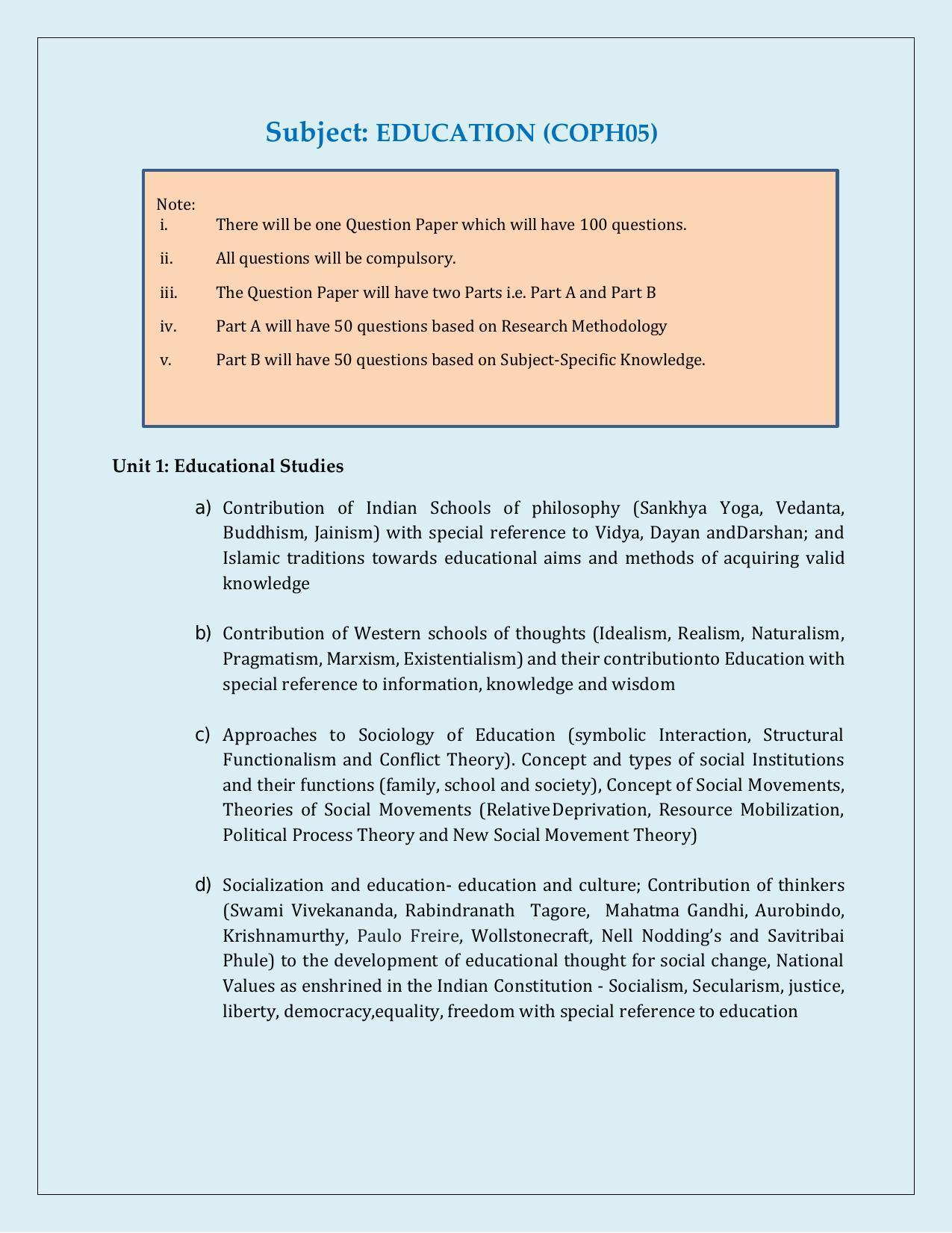 NTA PhD Entrance Exam Education Syllabus - Page 1
