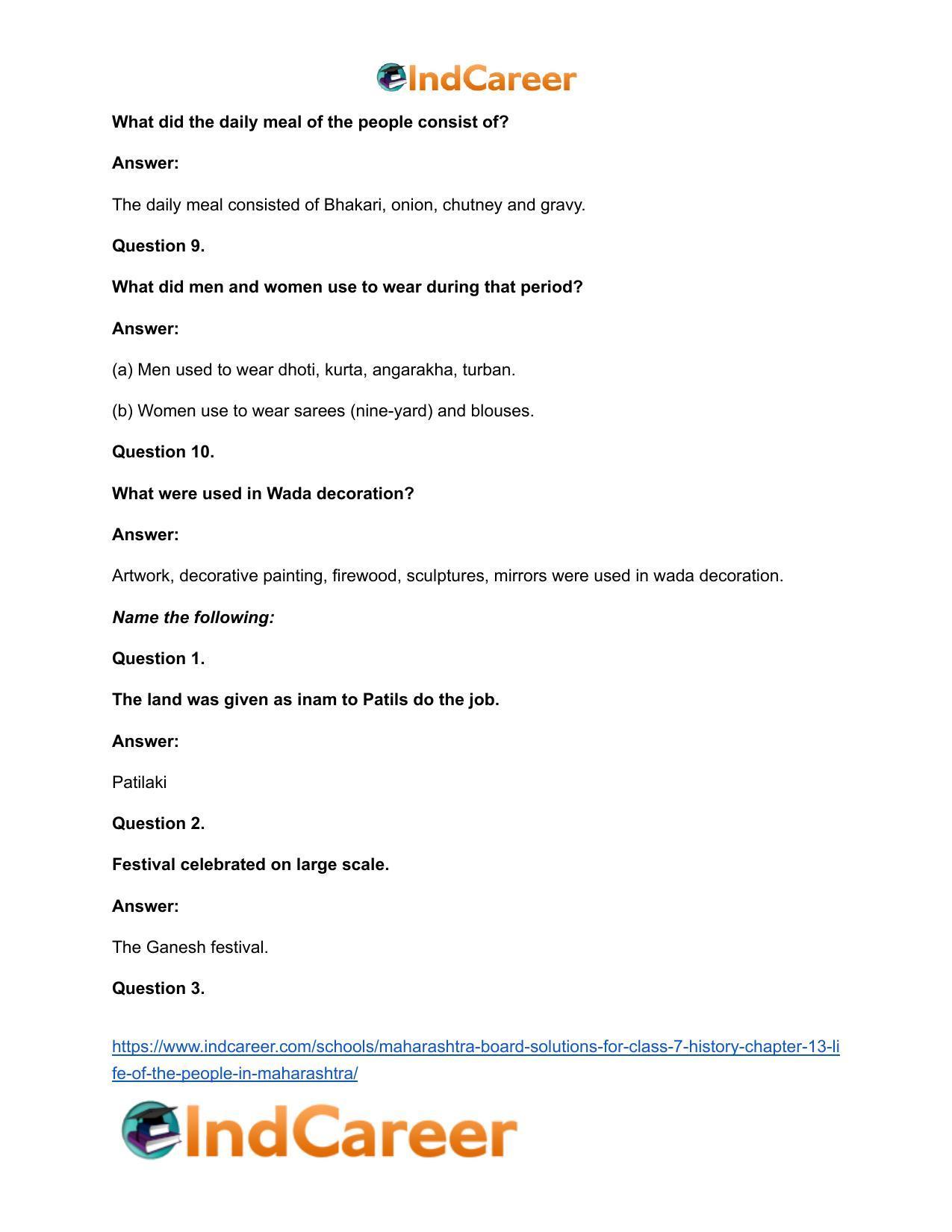 Maharashtra Board Solutions for Class 7- History: Chapter 13- Life of the People in Maharashtra - Page 10