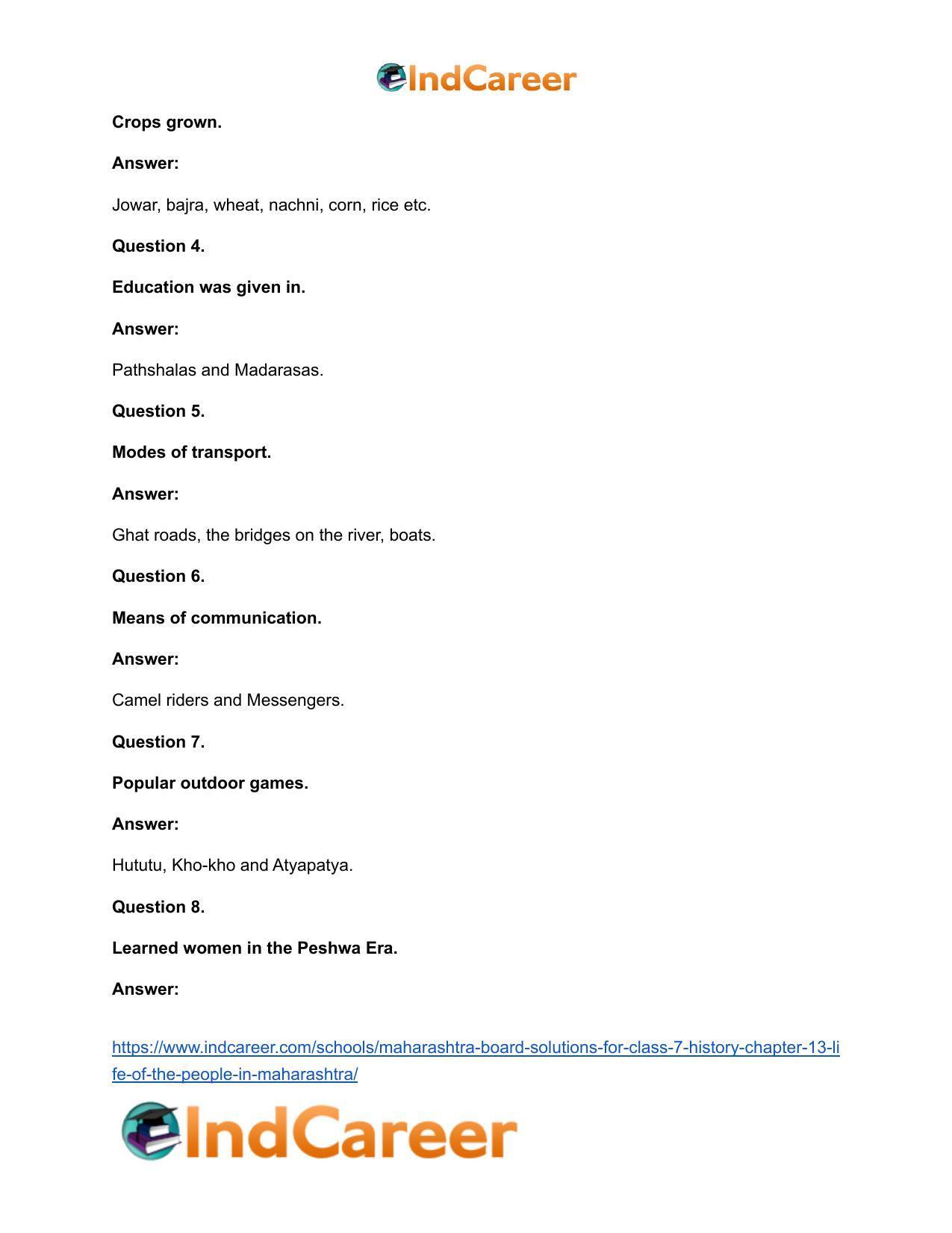 Maharashtra Board Solutions for Class 7- History: Chapter 13- Life of the People in Maharashtra - Page 11