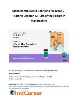Maharashtra Board Solutions for Class 7- History: Chapter 13- Life of the People in Maharashtra