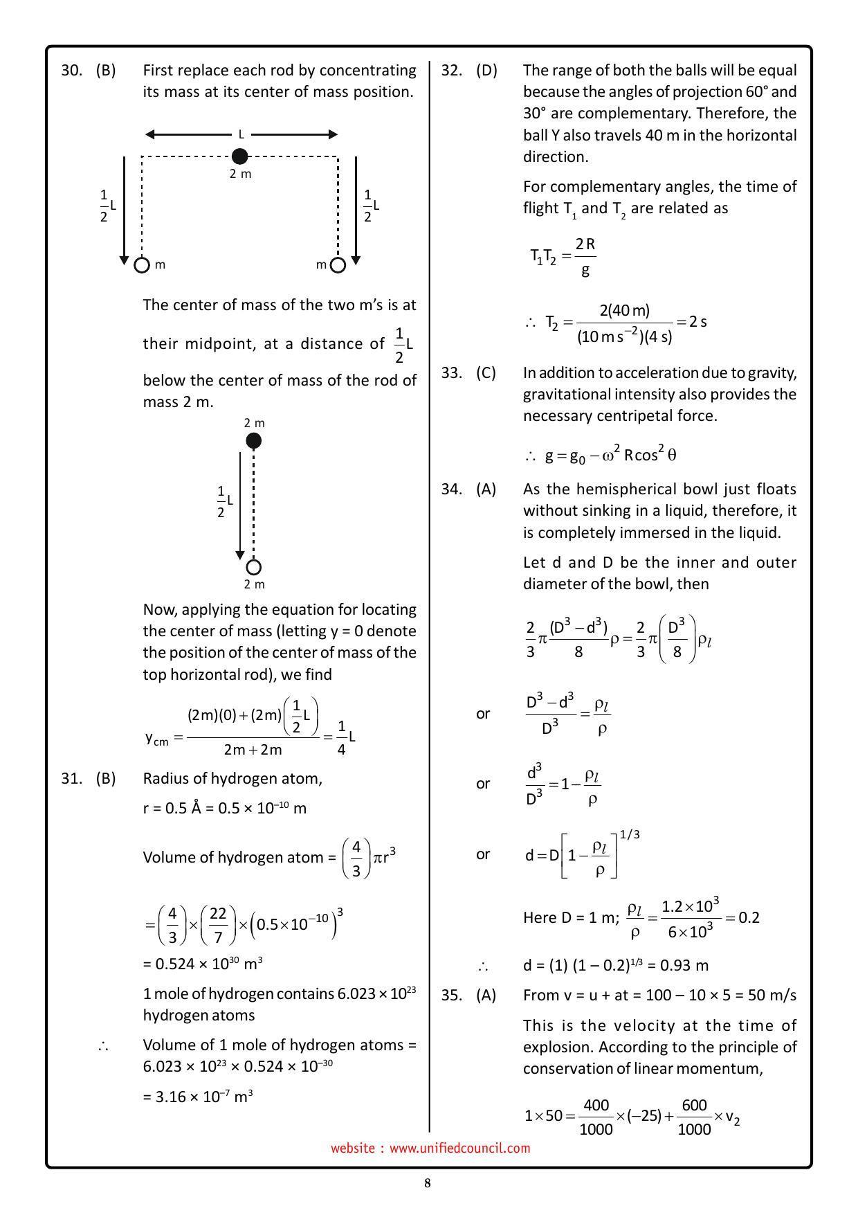 NSTSE 2023 Class 11 PCM Answer Key (Paper Code 487) - Page 8