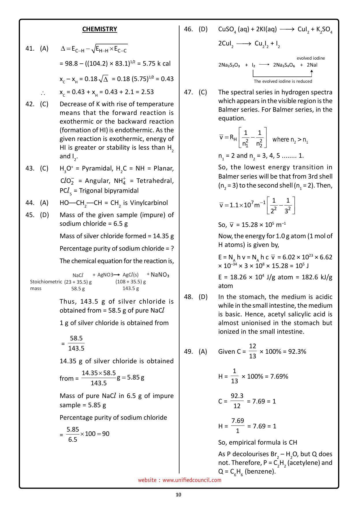 NSTSE 2023 Class 11 PCM Answer Key (Paper Code 487) - Page 10