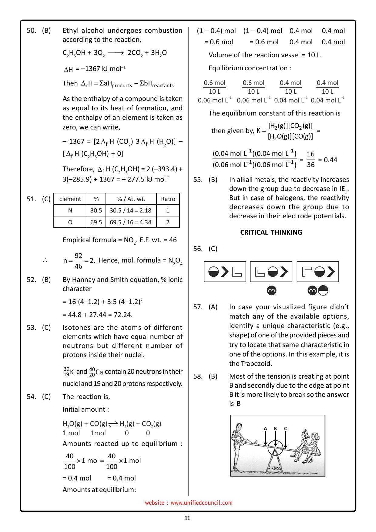 NSTSE 2023 Class 11 PCM Answer Key (Paper Code 487) - Page 11