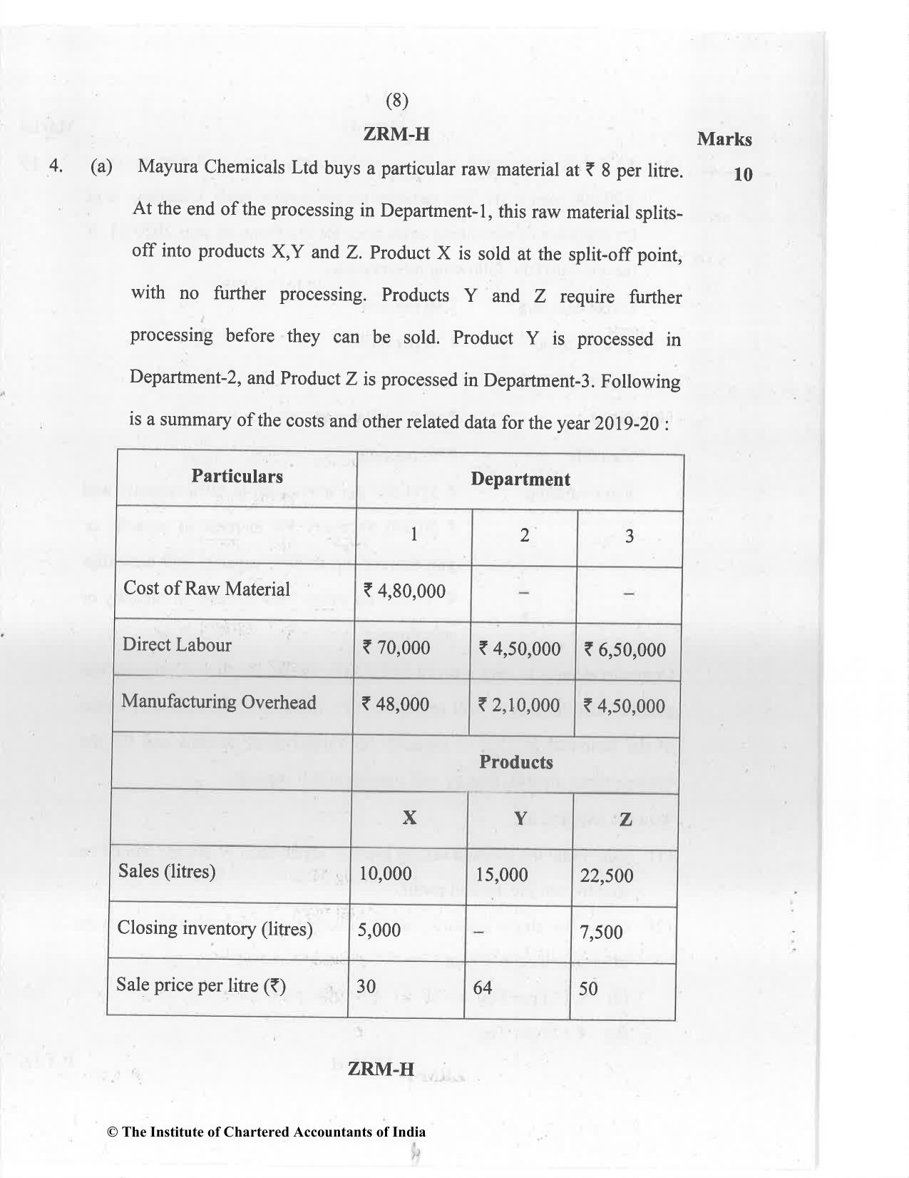 CA Inter Jan 2021 Question Paper - Paper 3 – Cost and Management Accounting - Page 8