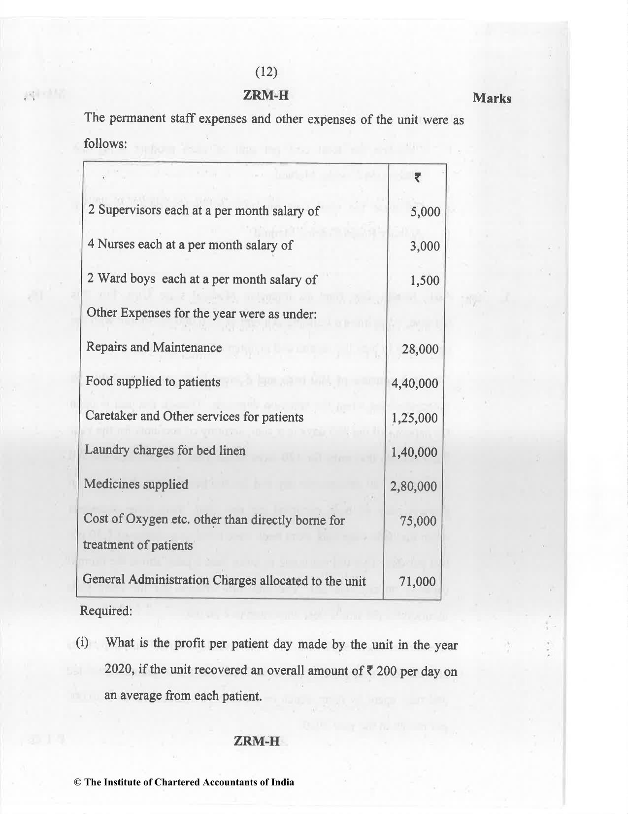 CA Inter Jan 2021 Question Paper - Paper 3 – Cost and Management Accounting - Page 12